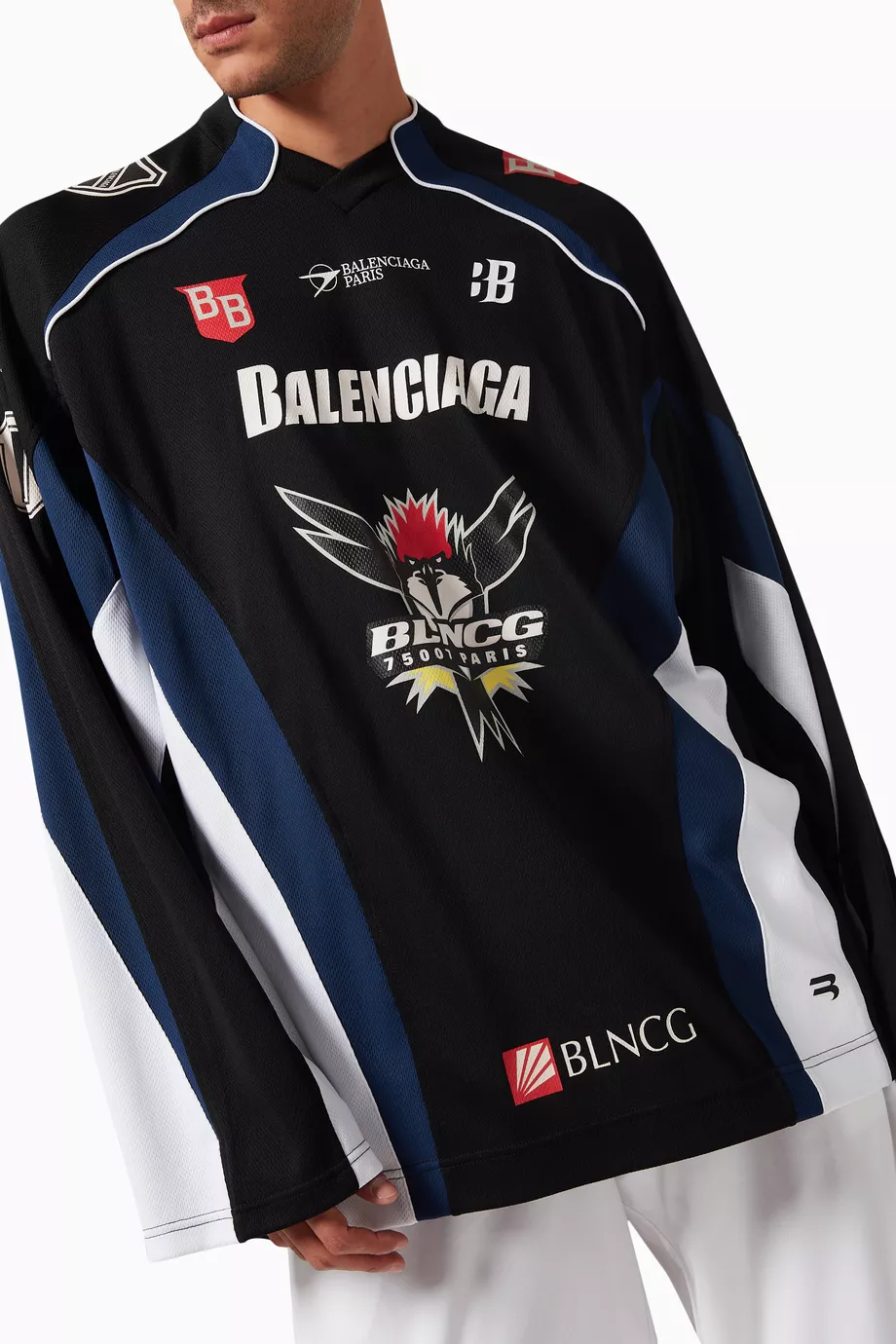 Buy Balenciaga Black Hockey T-shirt in Sporty Mesh Jersey