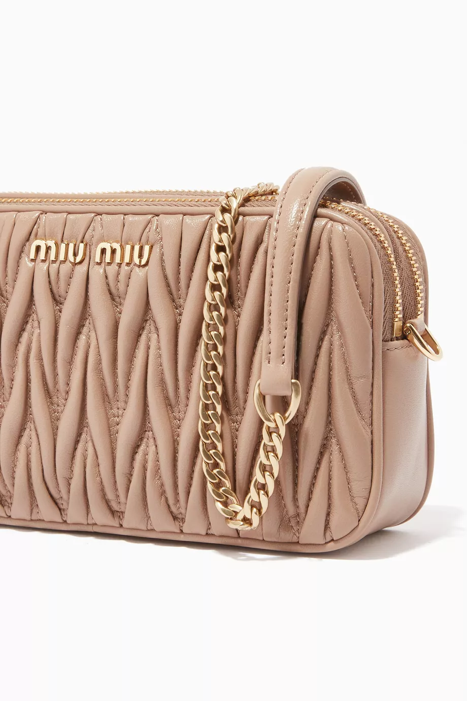 Buy Miu Miu Neutral Miu Camera Crossbody Bag in Matelassé Leather