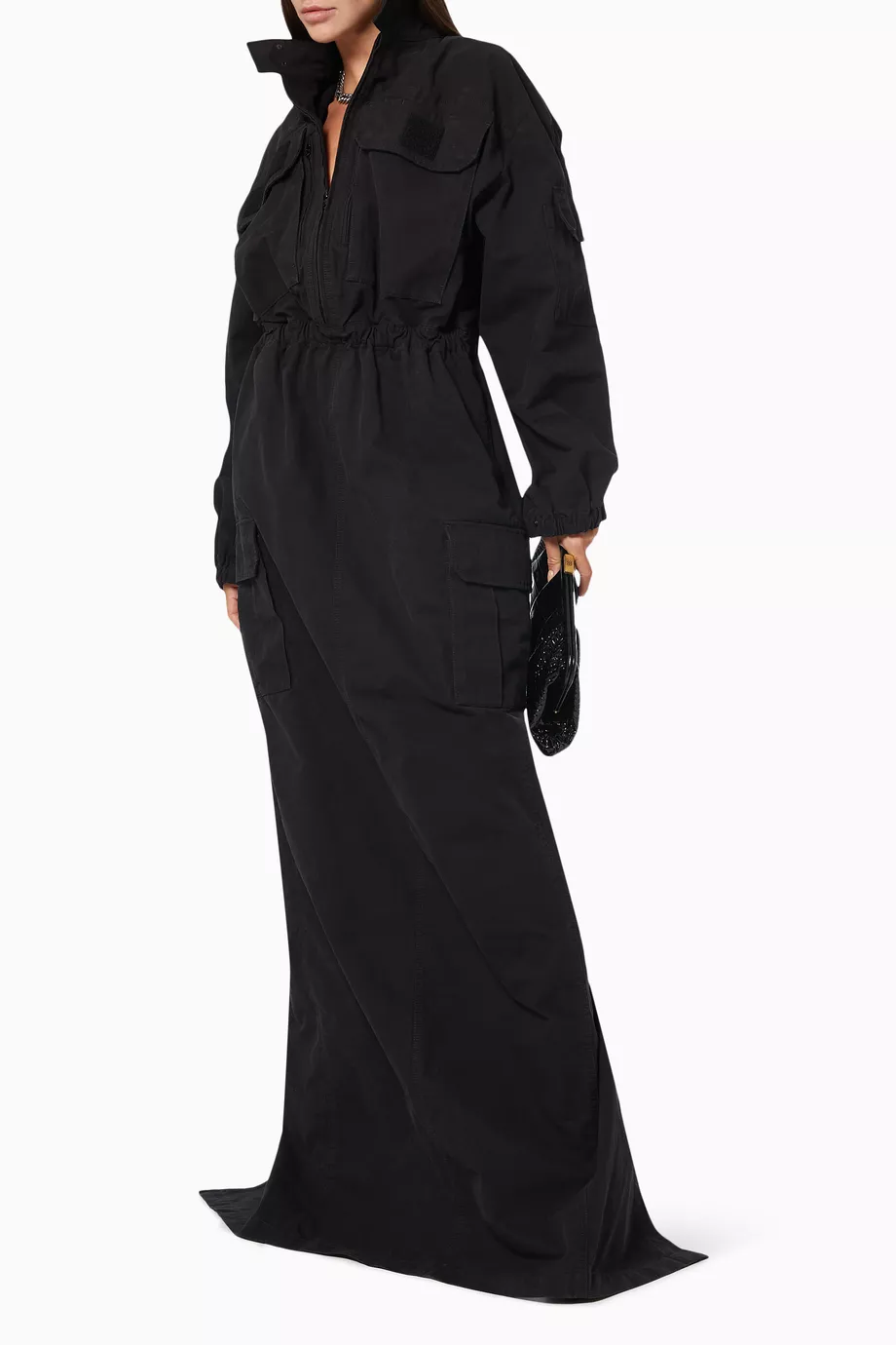 Buy Balenciaga Black Cargo Maxi Dress in Cotton Twill For Women Online |  Ounass Oman