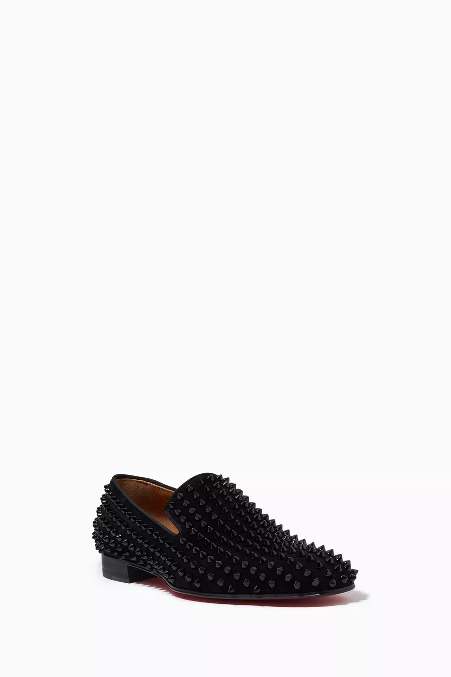 Buy Christian Louboutin Black Dandelion Spikes Loafers in Suede