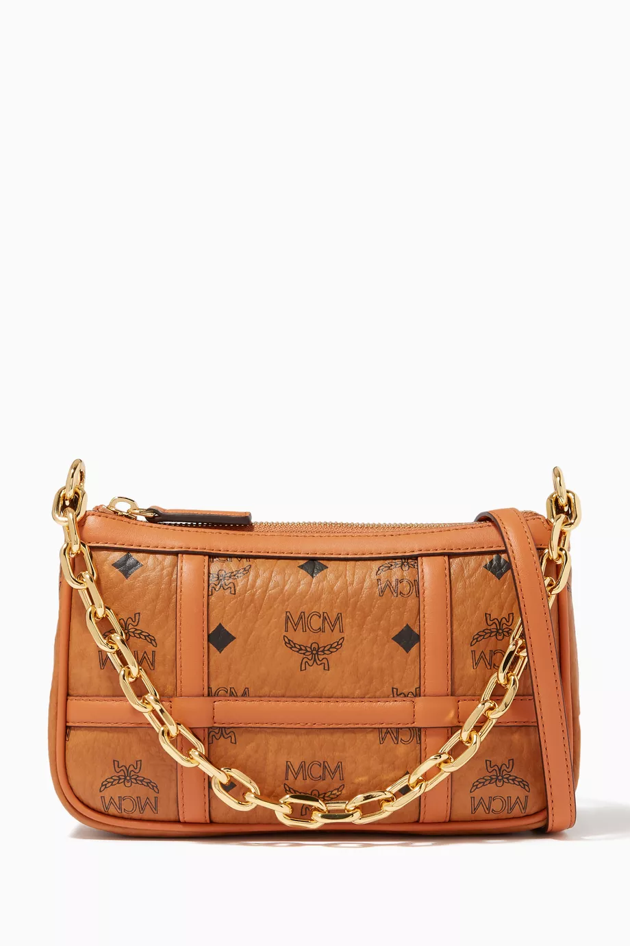 Buy MCM Brown Mini Delmy Shoulder Bag in Visetos For Women Online