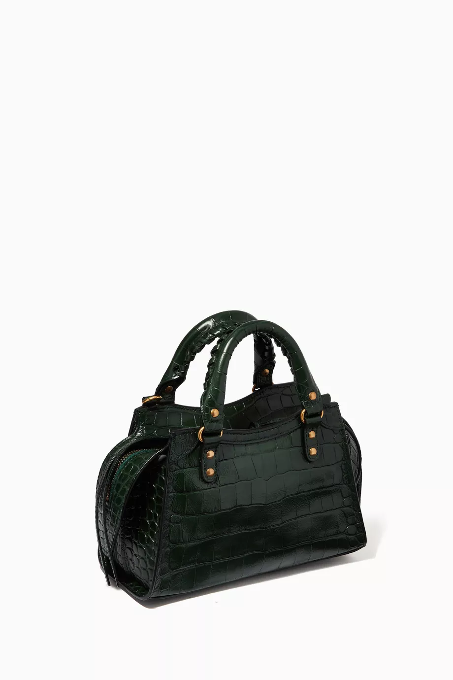 Buy Balenciaga Green Neo Classic City Mini Tote in Shiny Crocodile