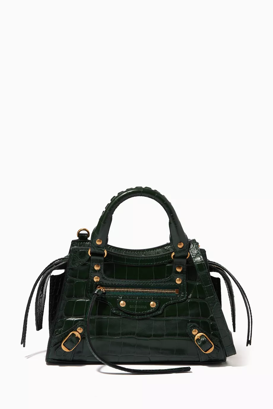 Buy Balenciaga Green Neo Classic City Mini Tote in Shiny Crocodile