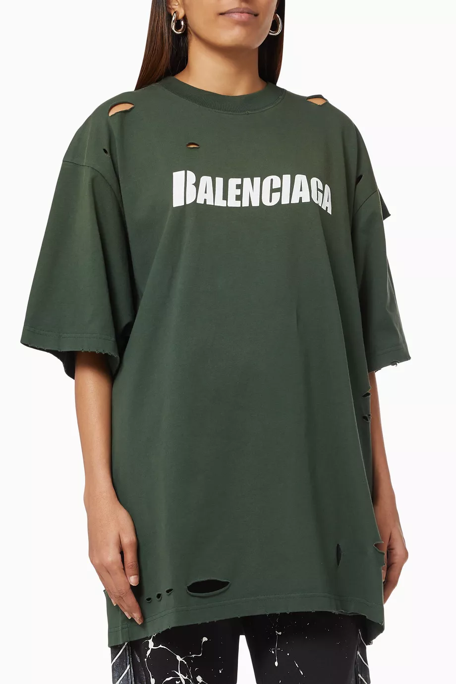 トップス balenciaga destroyed Flatground t-shirt BALENCIAGA DESTROYED FLATGROUND TShirt cotton green S Used