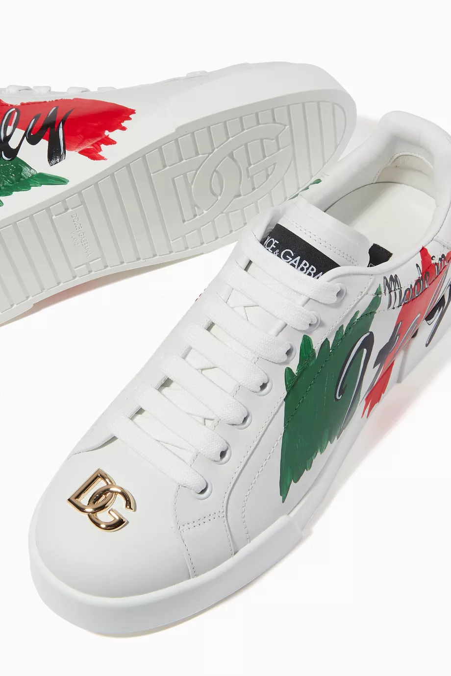 Buy Dolce Gabbana White Italian Flag Sneakers in Leather For Women Online Ounass Oman