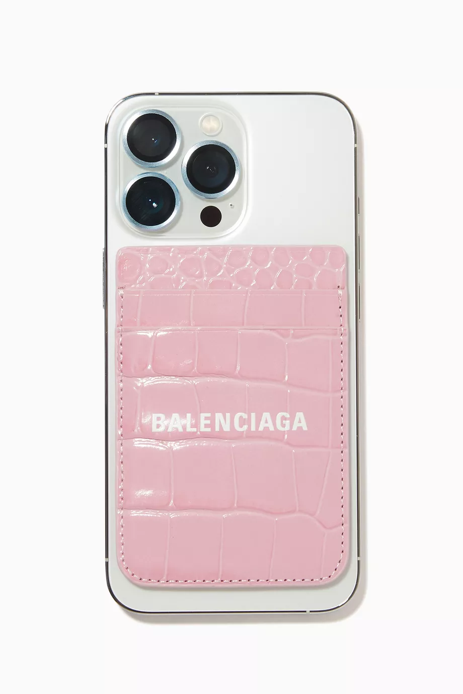 BALENCIAGA  新品 phone holder pink Balenciaga Pink Croc Phone Holder Bag with Long Strap