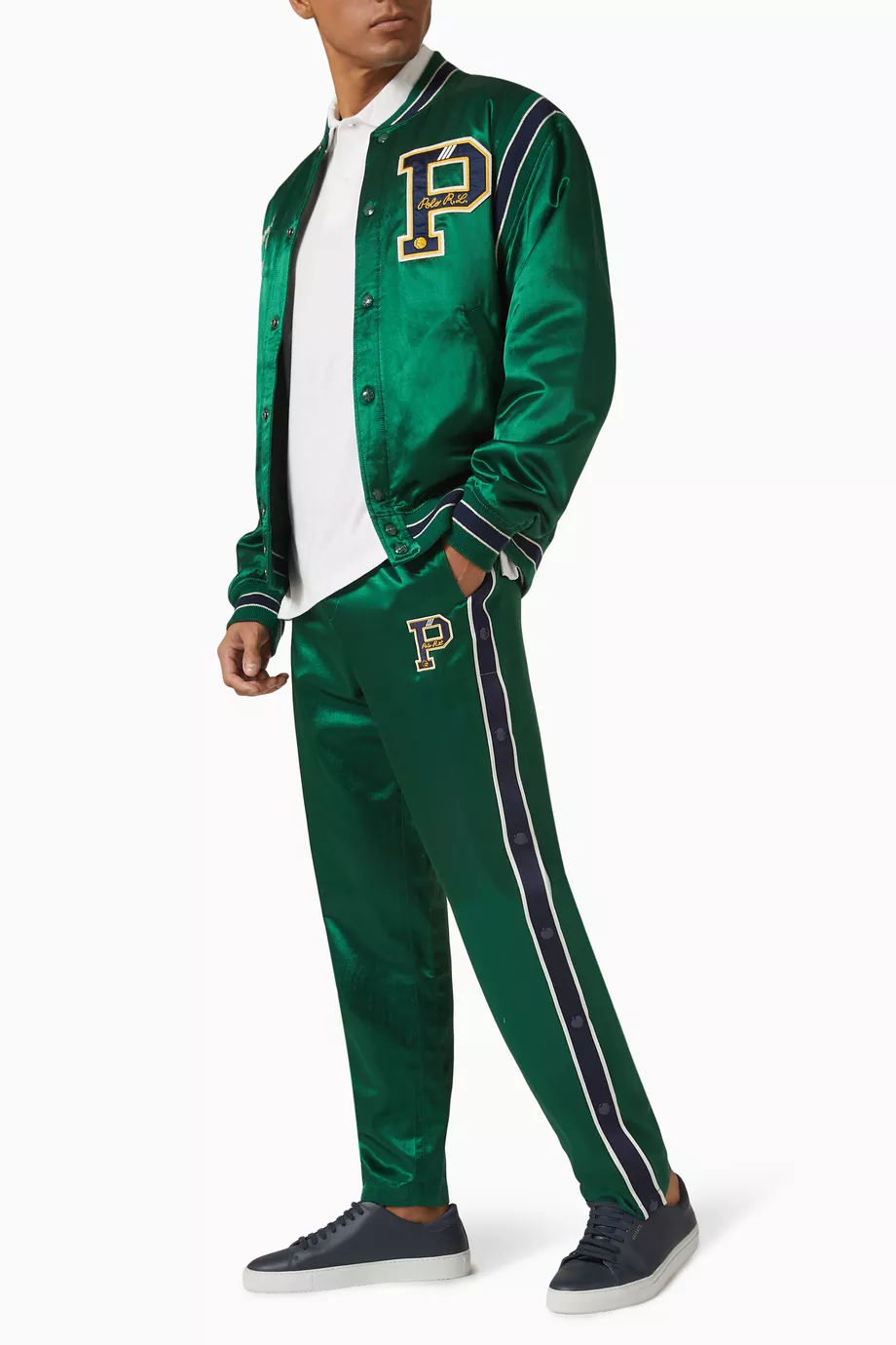 Buy Polo Ralph Lauren Green Track Pants in Satin For Men Online