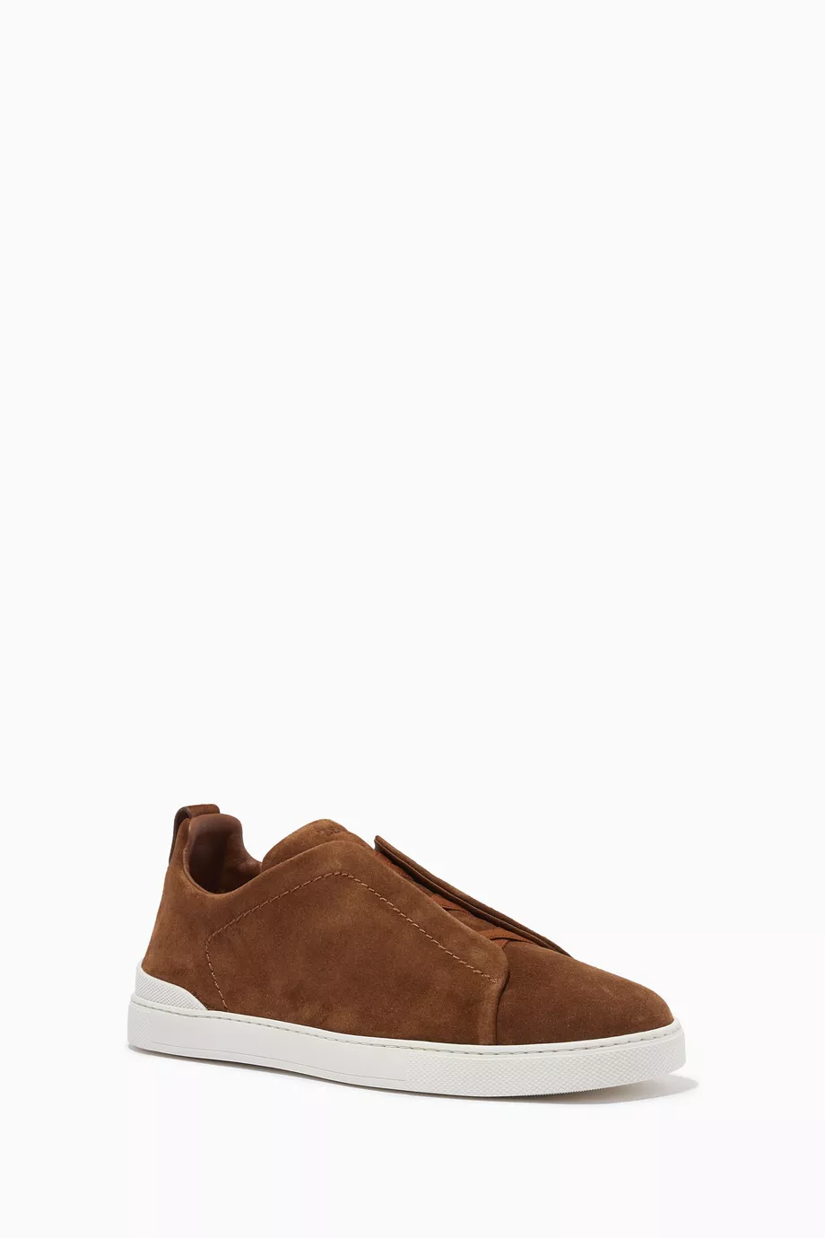 Buy Zegna Brown Triple Stitch™ Sneakers in Suede For Men Online