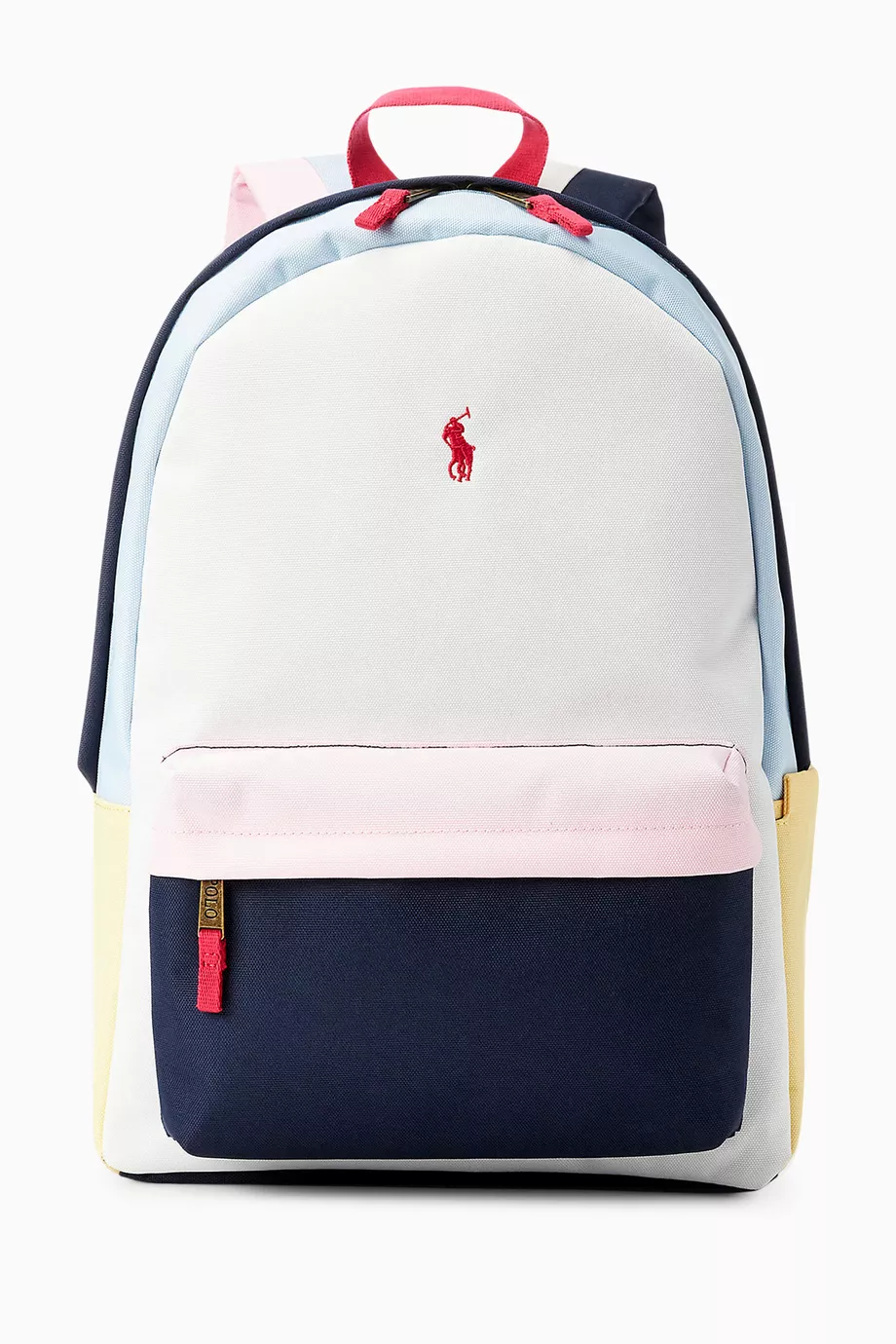 Buy Polo Ralph Lauren White Micro Pony Colour block Logo Backpack in Nylon For UNISEX Online Ounass Oman