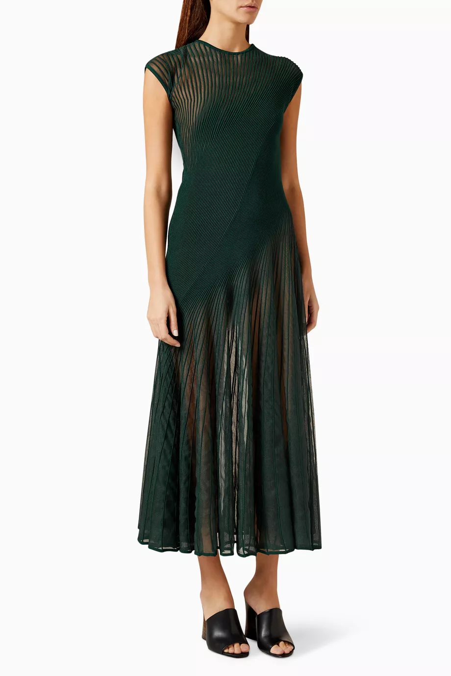 green emerald velvet dress ALAA 2010S CLING AND FLARE DRESS  PEZZI DI PERLA