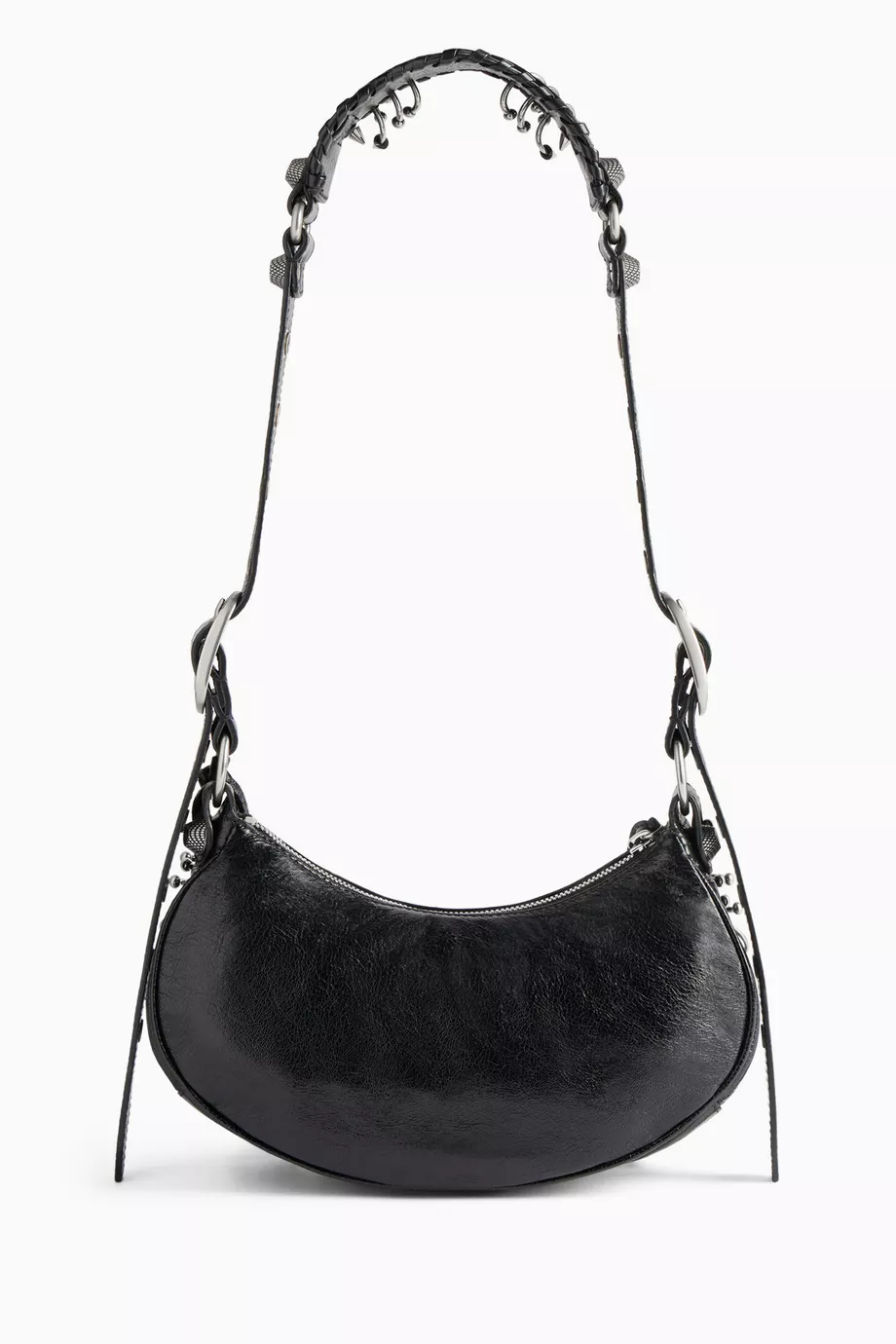 Buy Balenciaga Black Le Cagole XS Shoulder Bag with Piercings in