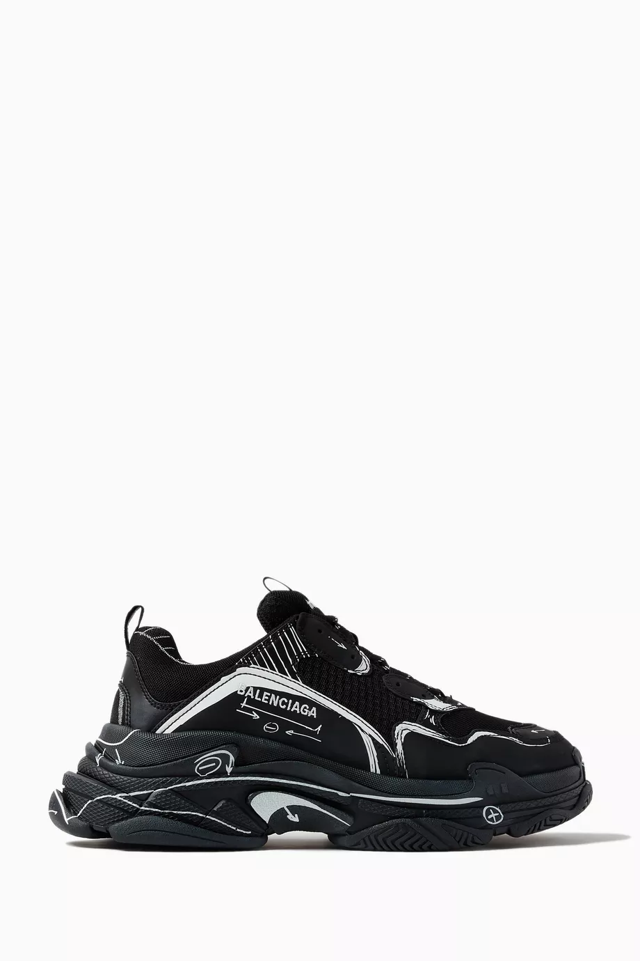Buy Balenciaga Black Triple S Sketch Sneakers in Double Foam