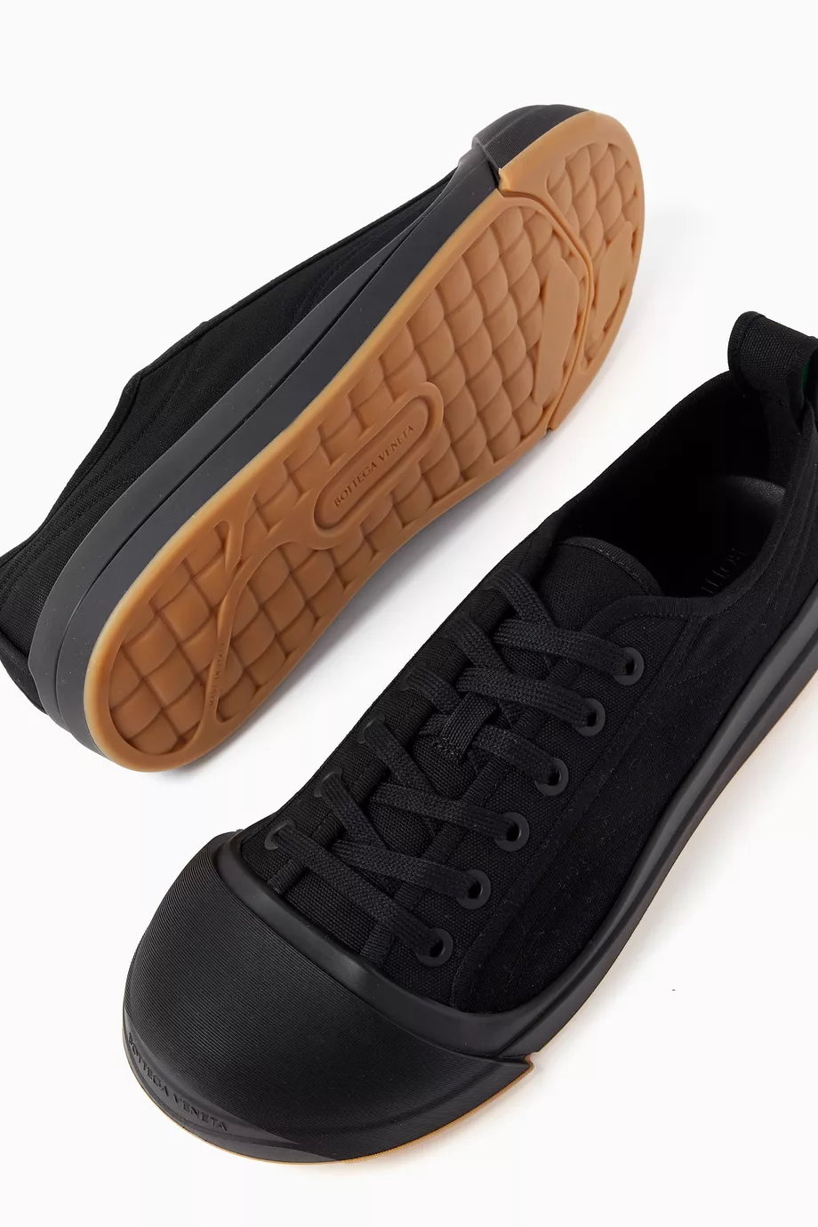 Buy Bottega Veneta Black Vulcan Sneakers in Cotton Canvas For Men