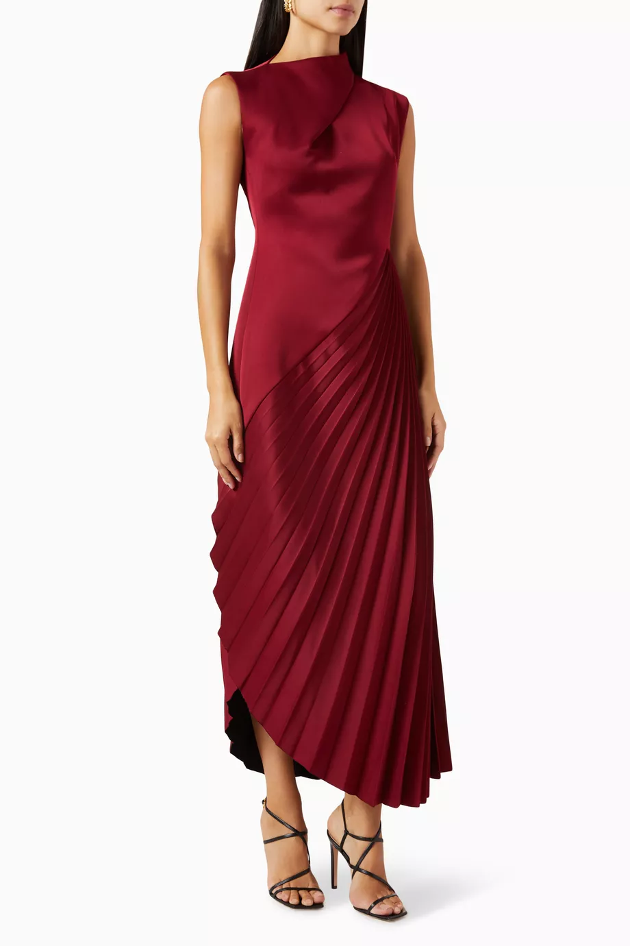 strapless open back dress Versailles' Silver Drop Earrings with Red Crystal – Santinni main image 0