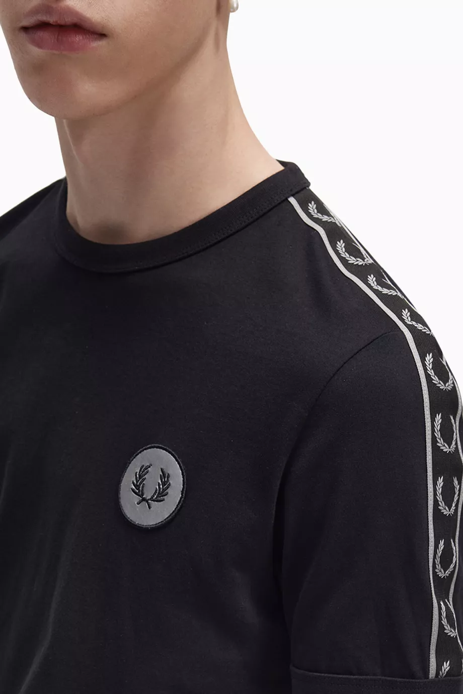 Buy Fred Perry Black Reflective Detail Ringer T shirt in Cotton Jersey For Men Online Ounass Oman