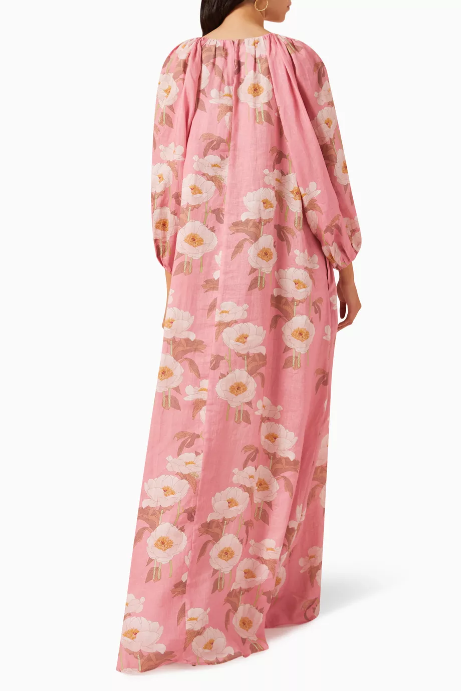 georgina linen maxi dress Buy BERNADETTE Pink Georgina Floral Maxi Dress in Linen For Women Online