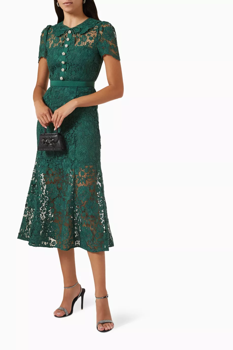 self portrait green cord lace midi dress Self-Portrait Cord Lace Midi Dress
