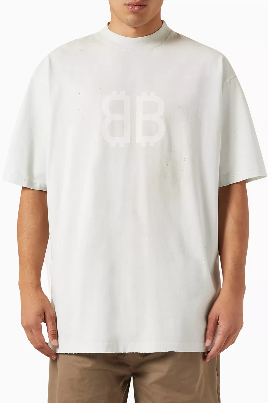 Buy Balenciaga White Crypto T-shirt in Vintage Jersey For