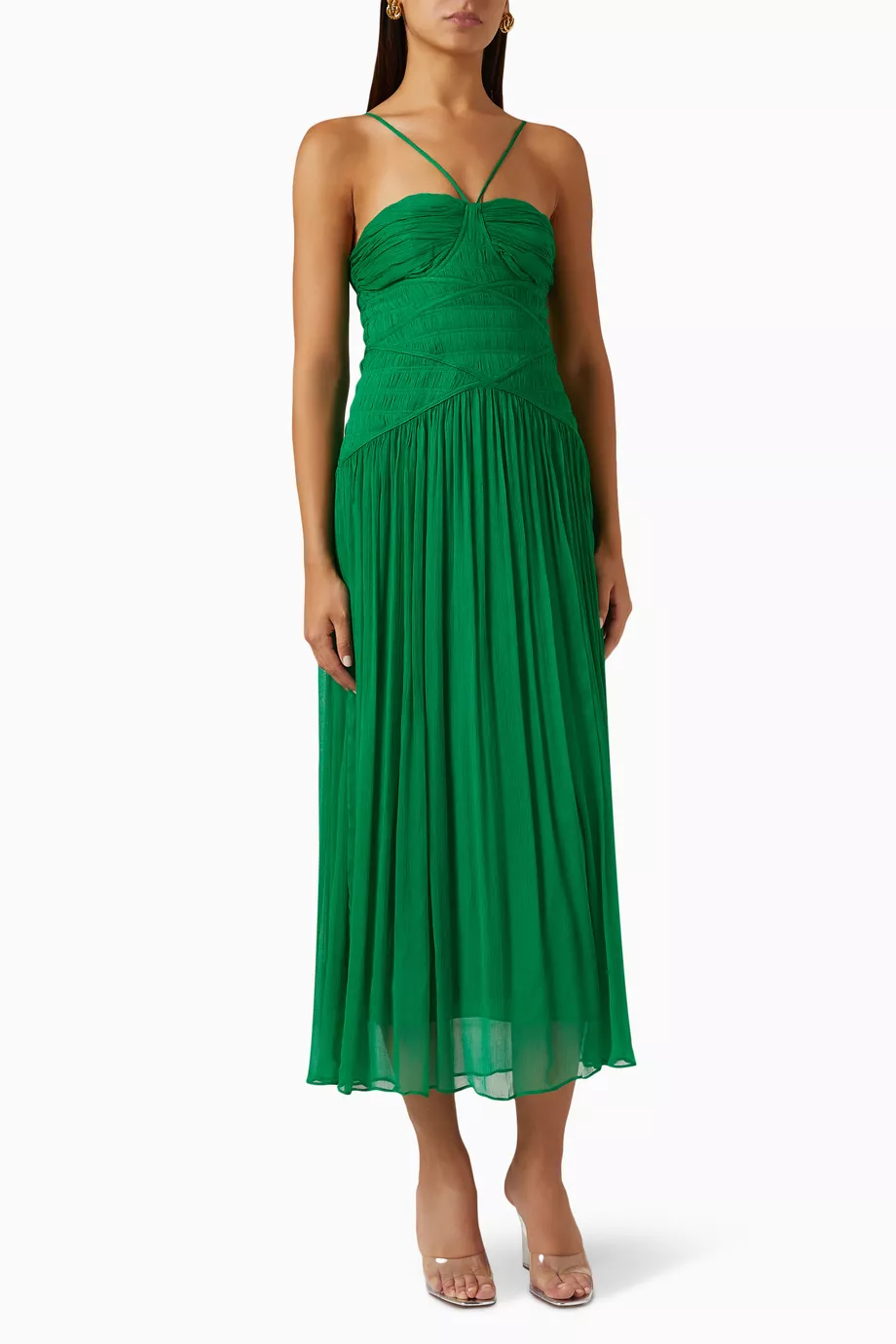 Buy Shona Joy Green Malina Ruched Bodice Midi Dress For Women Online |  Ounass Oman