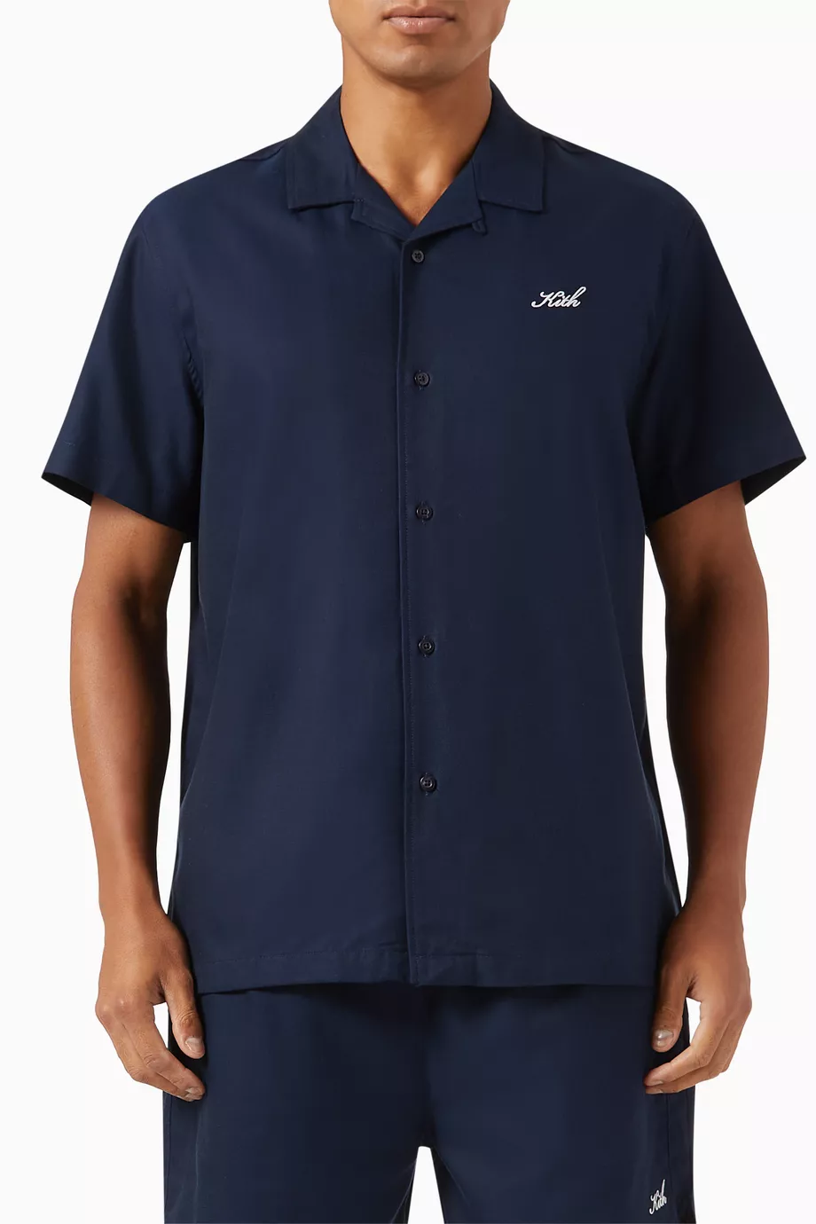 Buy Kith Blue Thompson Camp Collar Shirt in Silk-blend For Men