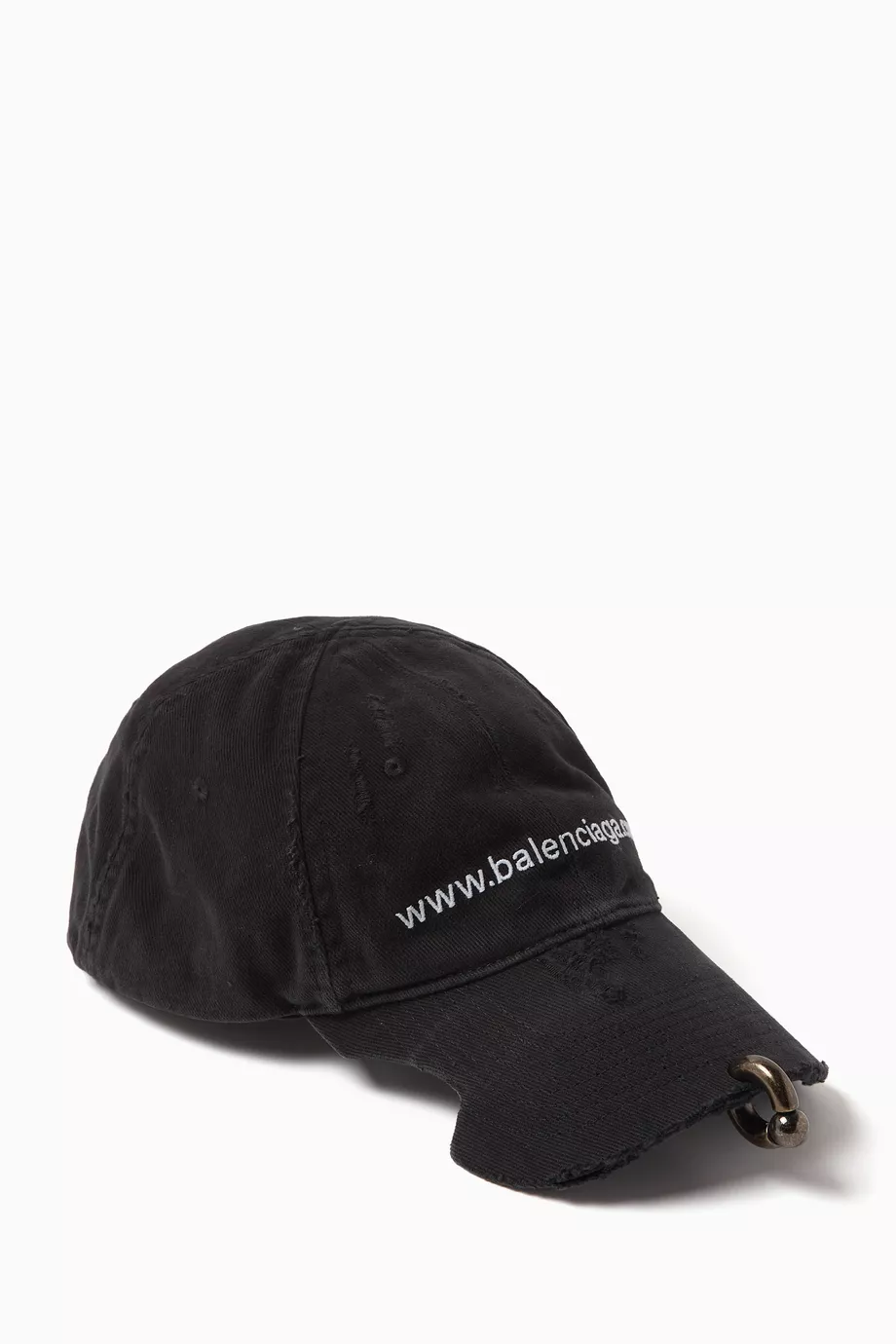 Buy Balenciaga Black Bal.com Front Piercing Cap in Cotton