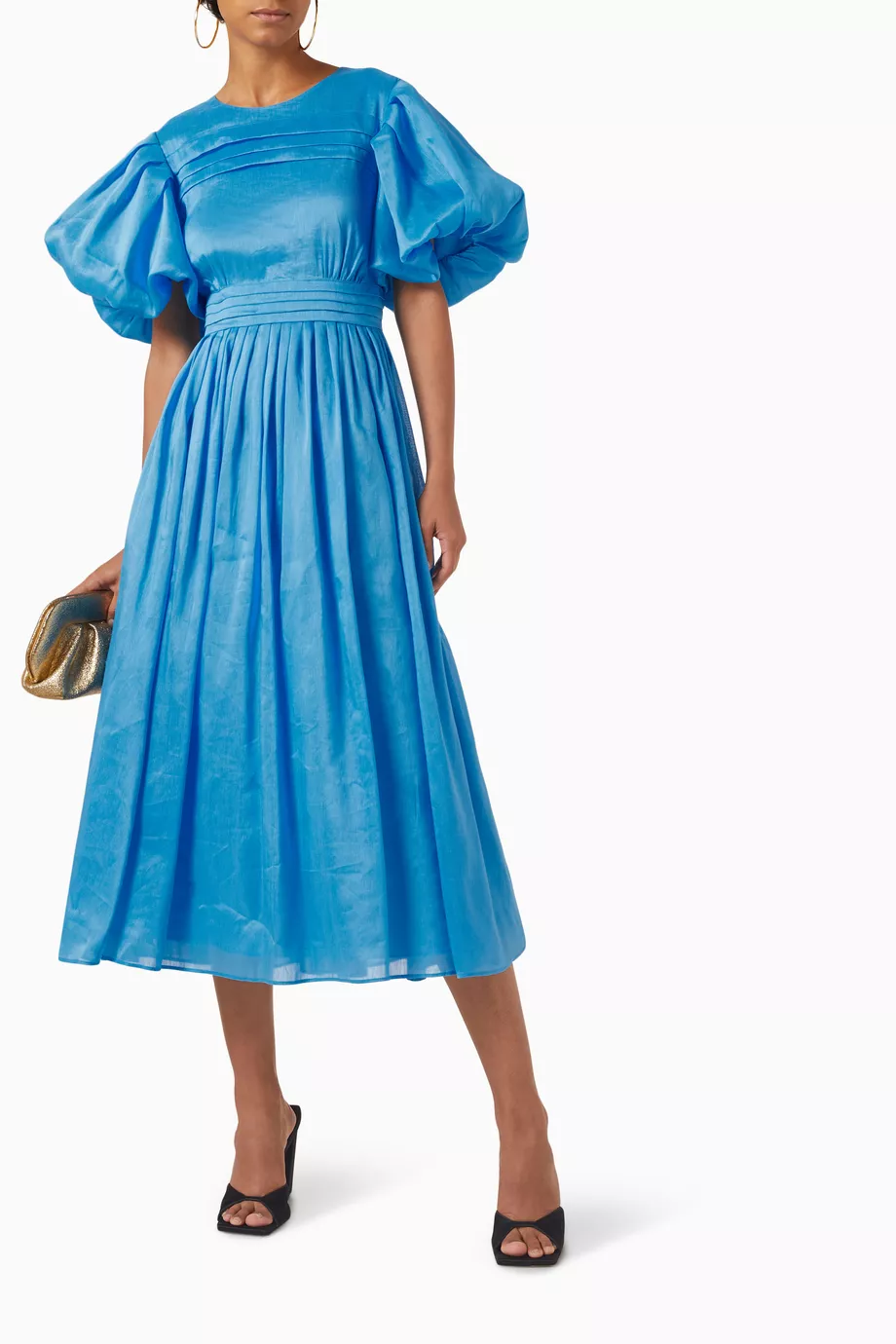 aje sylvia pintuck midi dress Aje Sylvia Pintuck Midi Dress Azure Blue colour