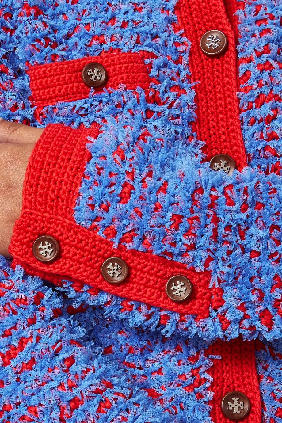 Buy Tory Burch Blue Confetti Kendra Cardigan in Cotton-knit For - Main Image