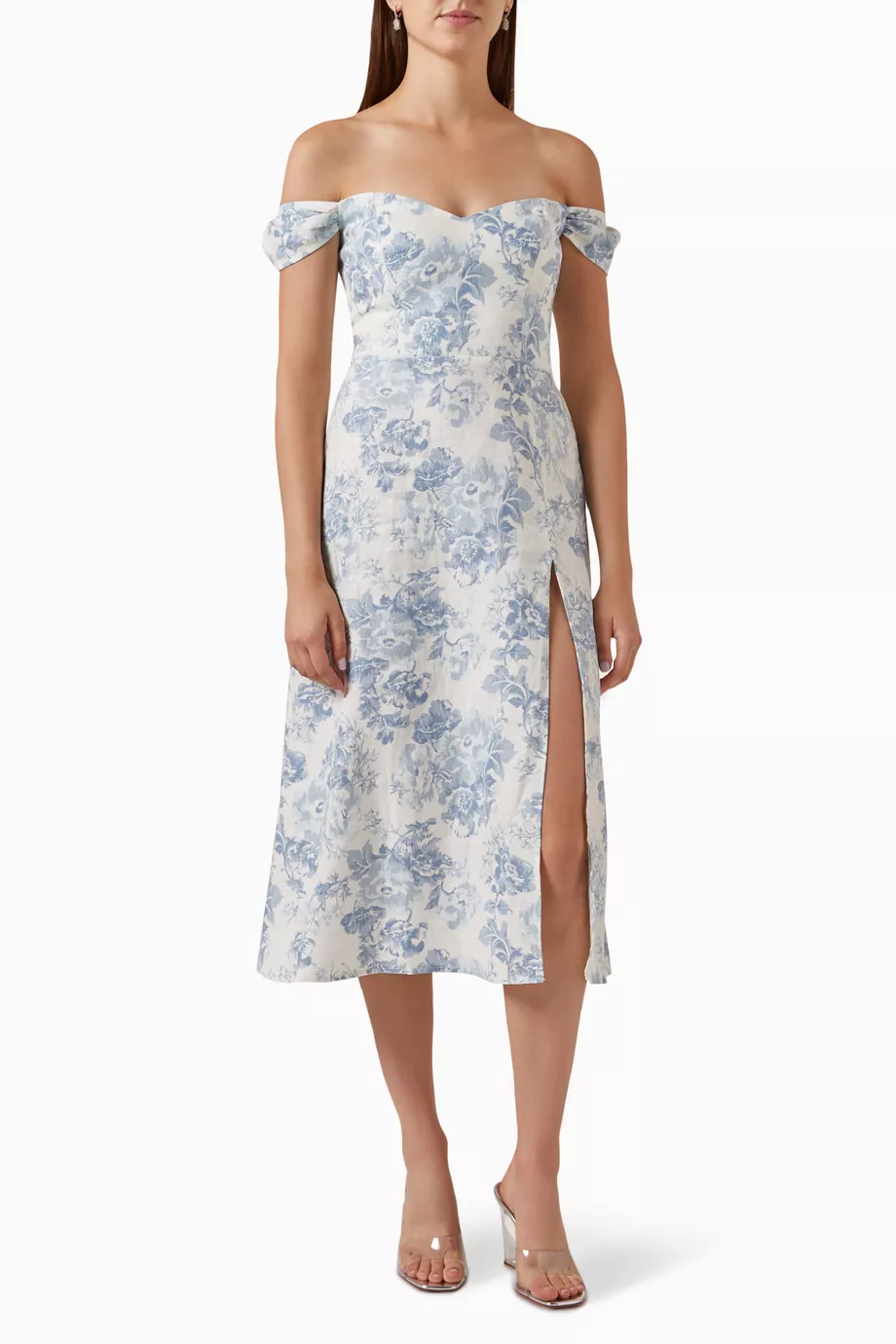 tab poplin midi dress AKIRA Keep It Lowkey Poplin Midi Dress | White