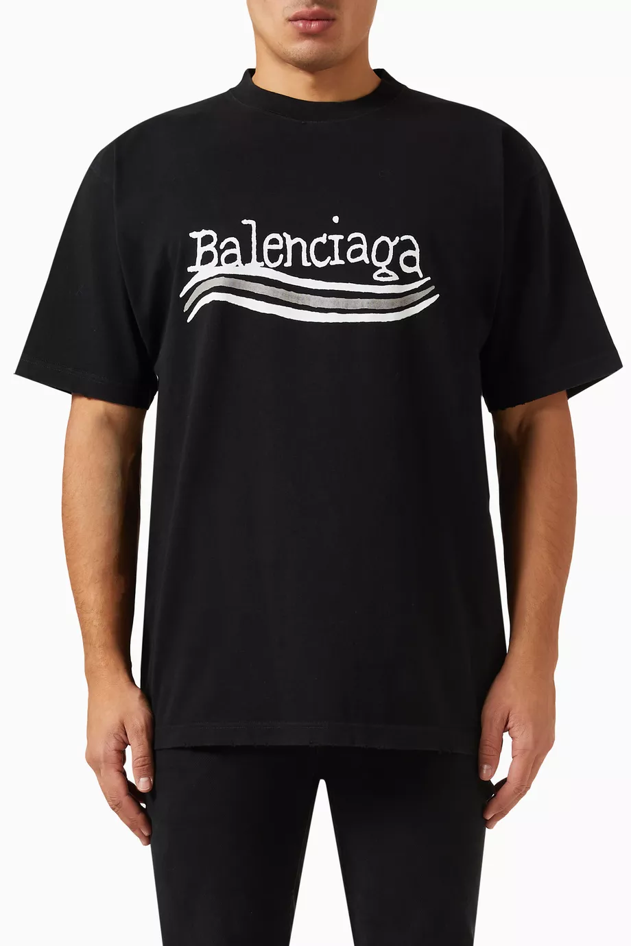 Buy Balenciaga Black Hand Drawn Political Campaign Large-fit T