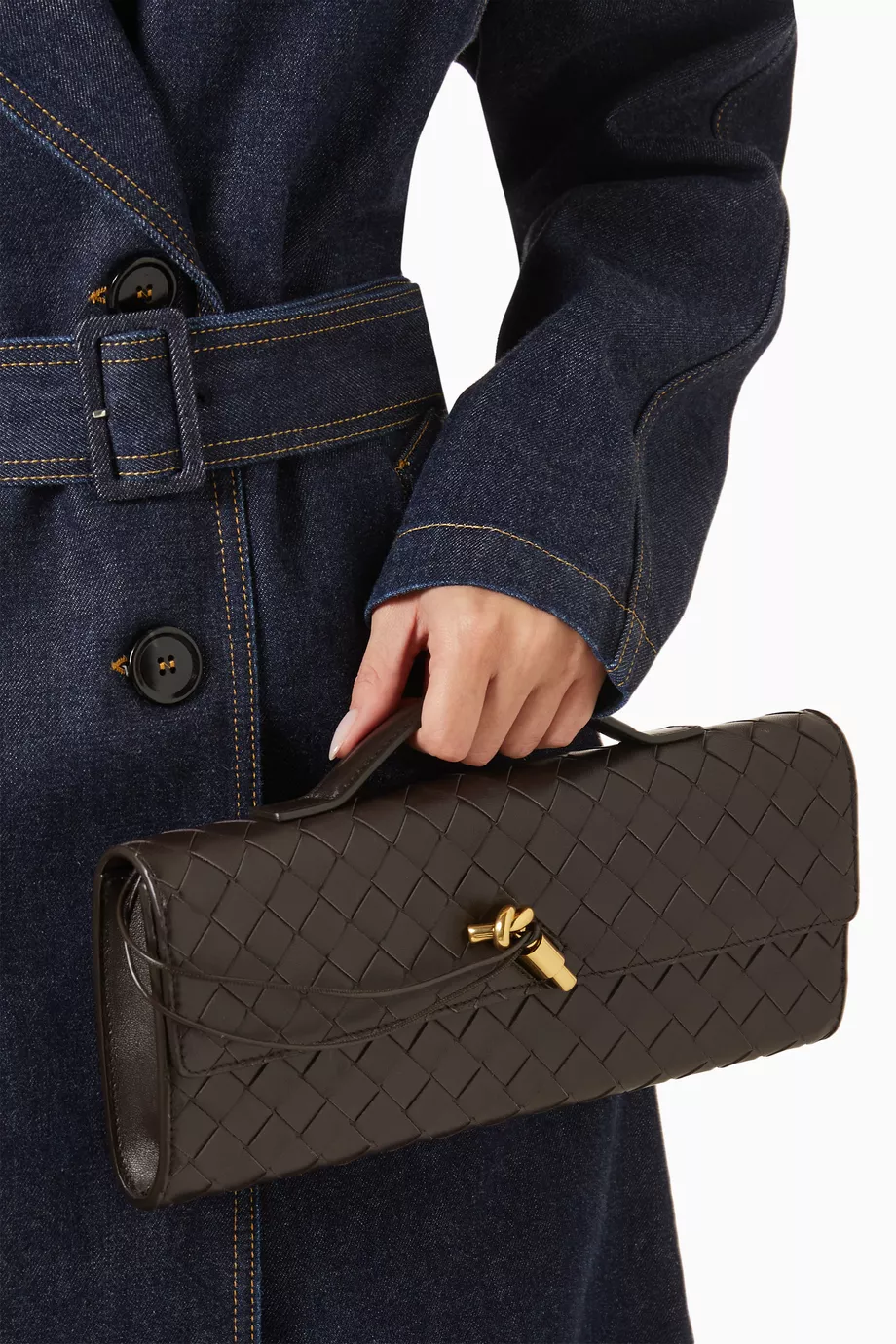 Buy Bottega Veneta Brown Andiamo Clutch in Intrecciato Leather For