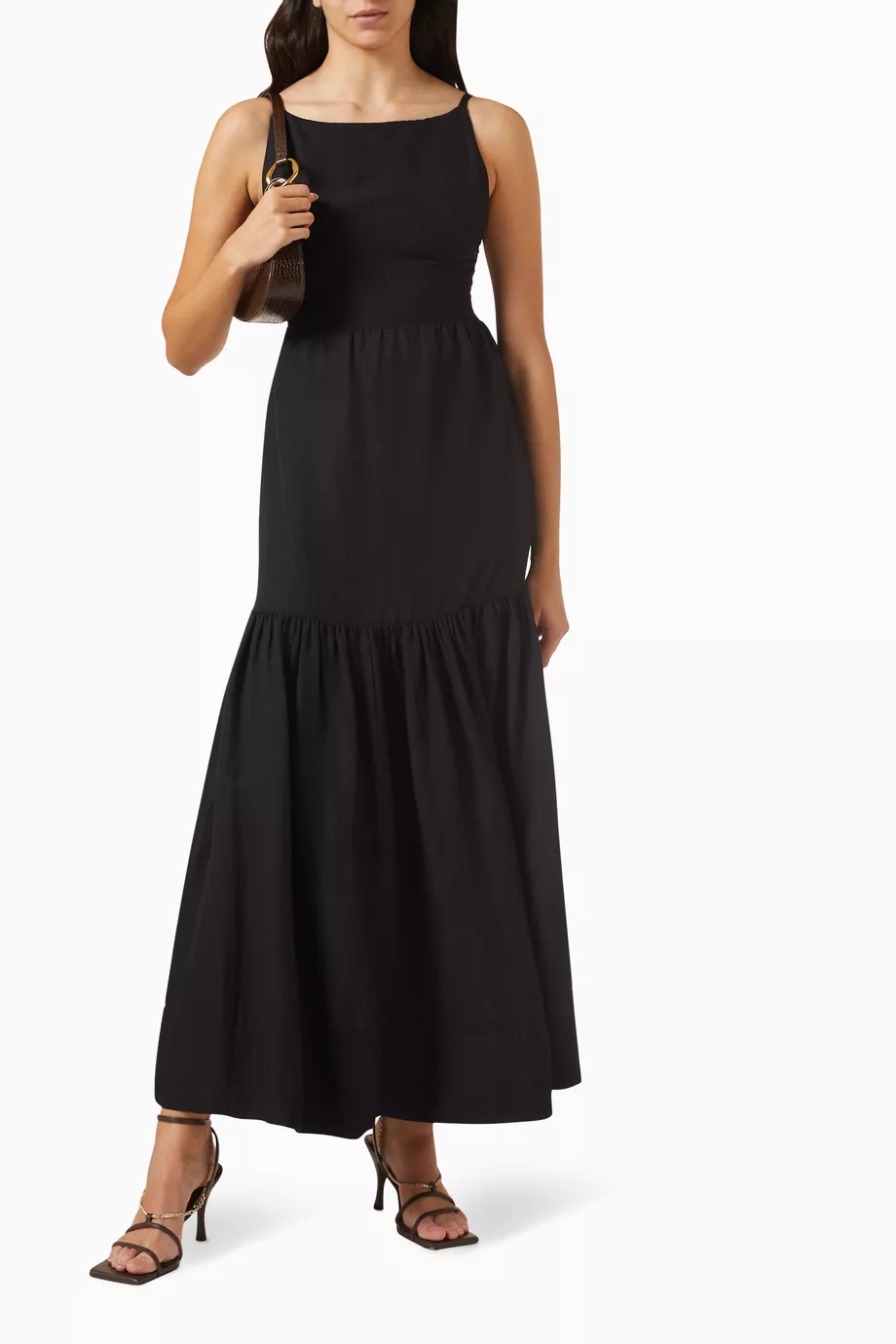 Buy Posse Black Elise Tiered Maxi Dress in Linen-blend For Women Online |  Ounass Oman