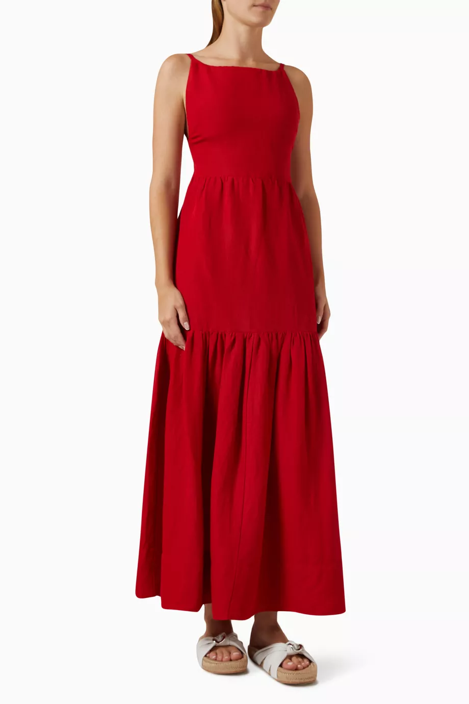 posse elise tiered linen blend maxi dress Posse Elise Tiered Linen-blend Maxi Dress