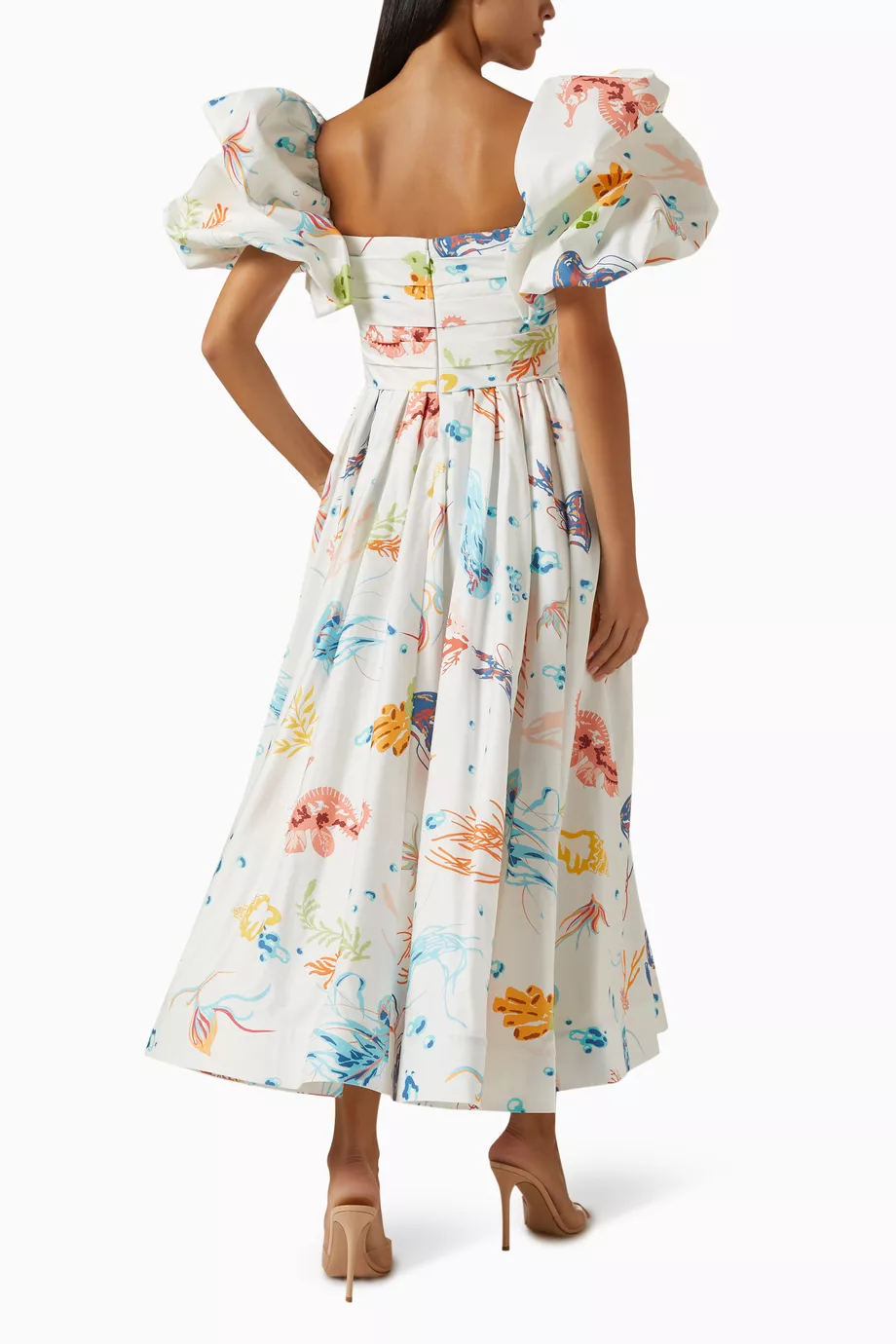 chinese dress ladies Leo Lin Matilda Puff Sleeve Midi Dress in Lemon – Coco & Lola main image 1