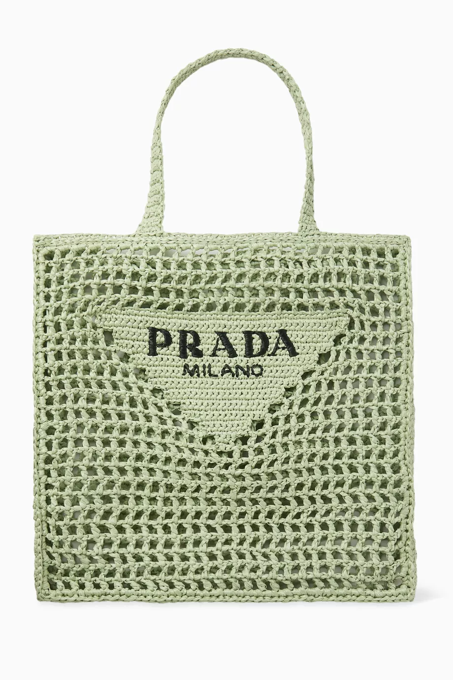 Buy Prada Green Logo Crochet Tote Bag For Women Online | Ounass Oman