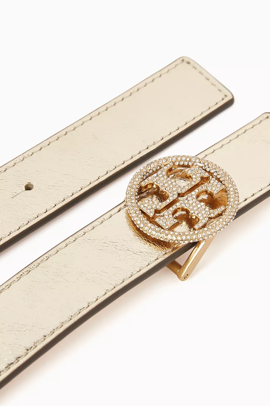 Buy Tory Burch Gold Miller Crystal Embellished Belt in  display picture 1