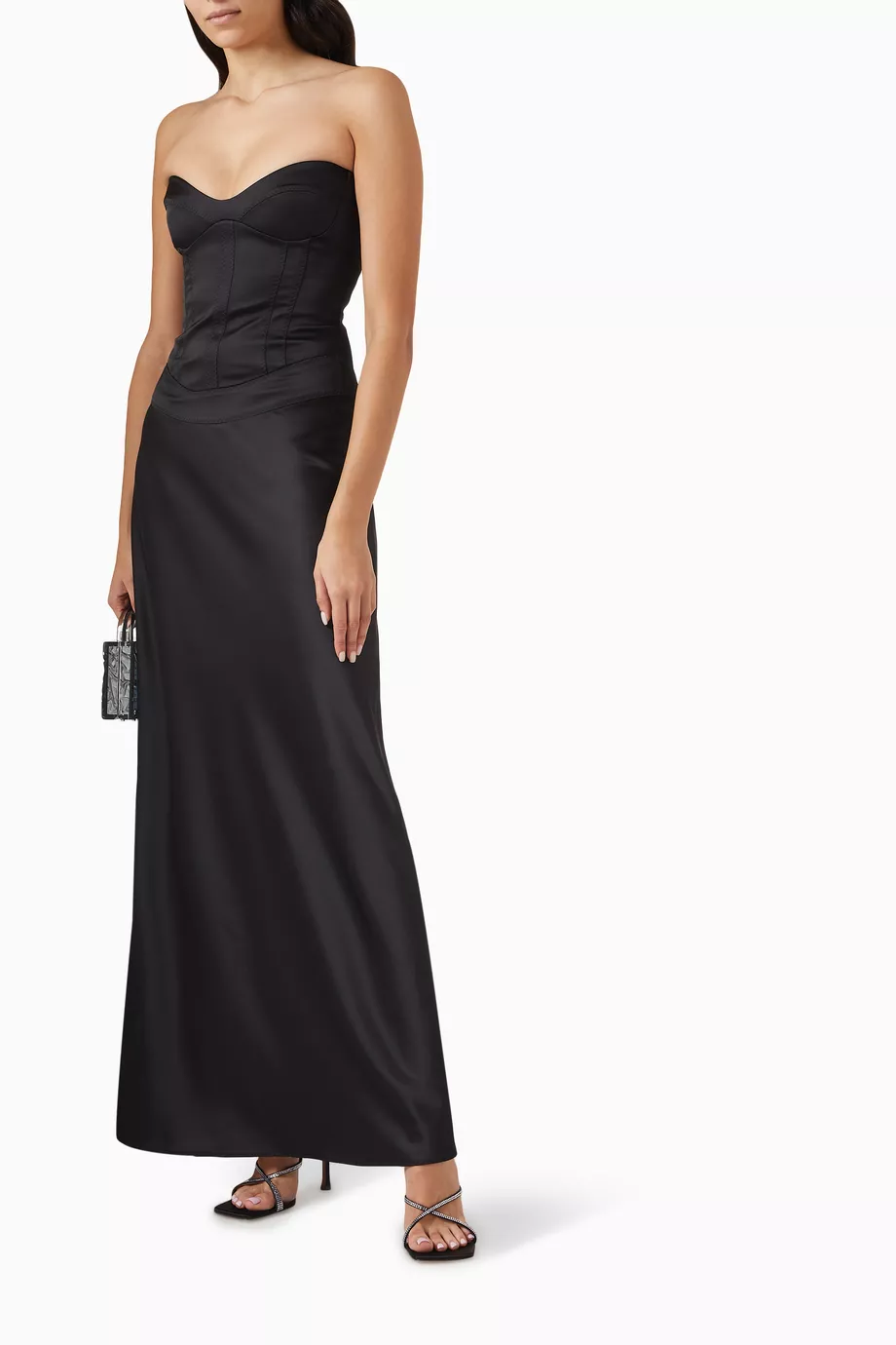 knee length dresses for ladies Delancy Cowl Neck Floral Maxi Dress Black main image 1