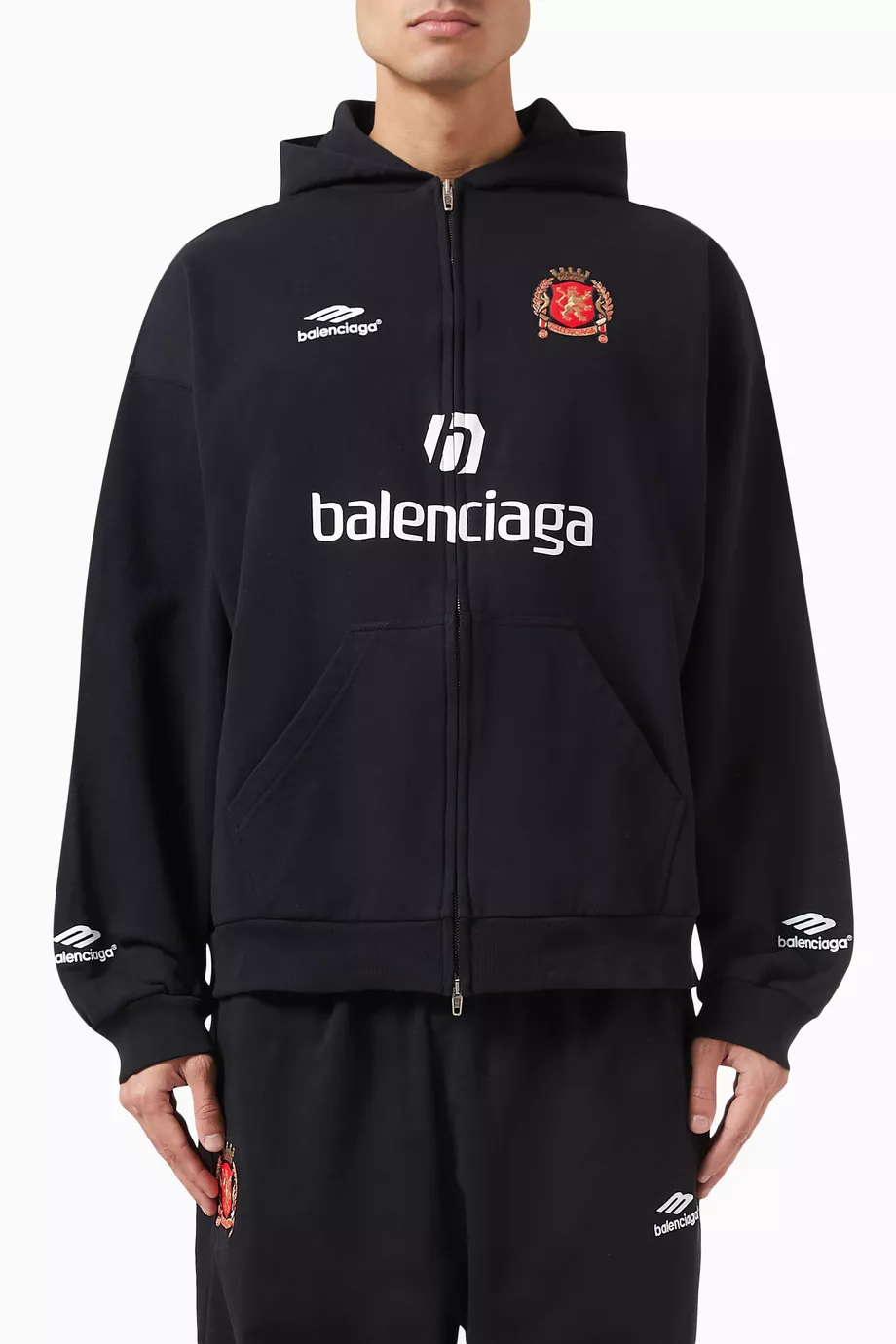 Buy Balenciaga Black Dubai Soccer Medium-fit Zip-up Hoodie in