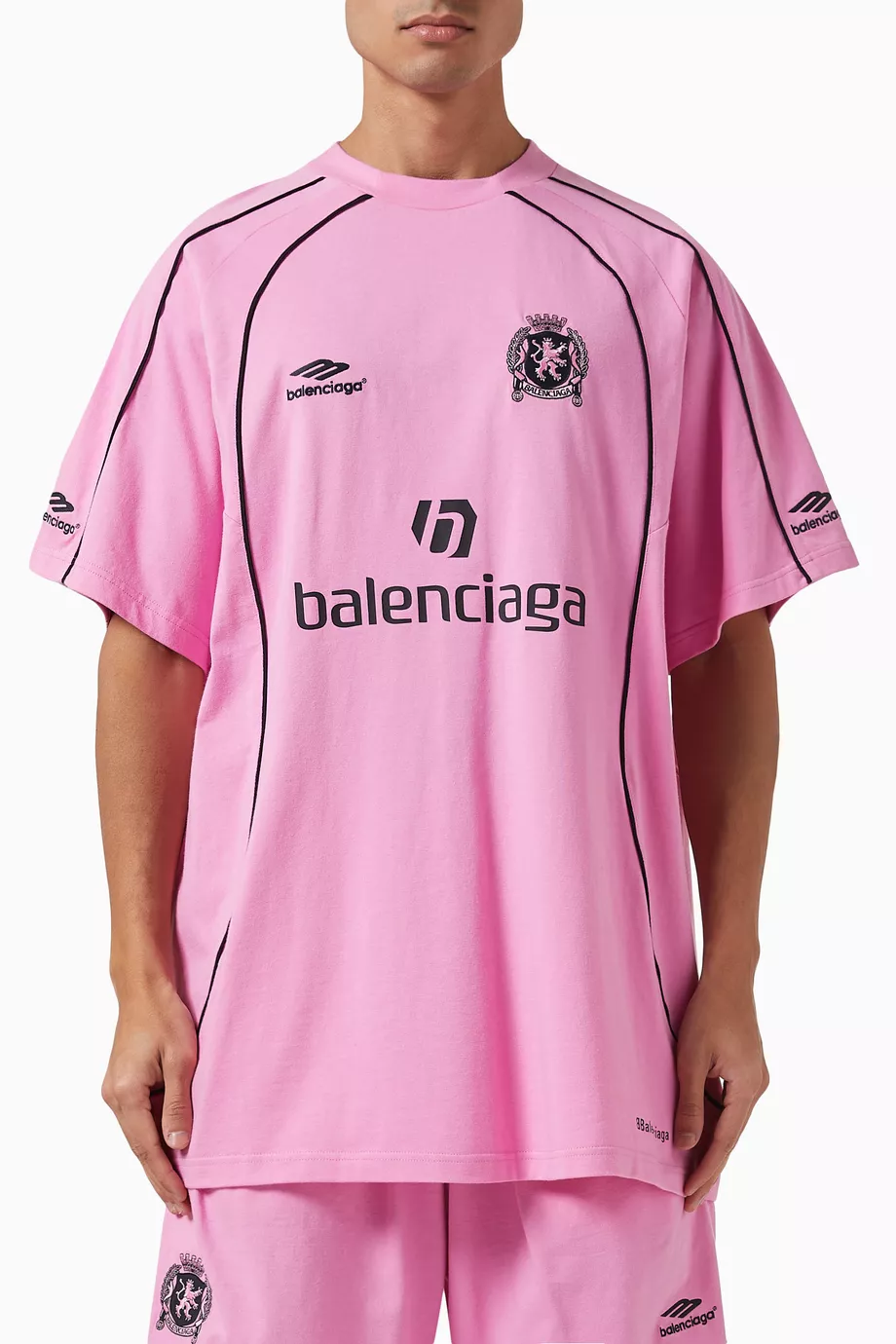 Buy Balenciaga Pink Paris Soccer Oversized T-shirt in