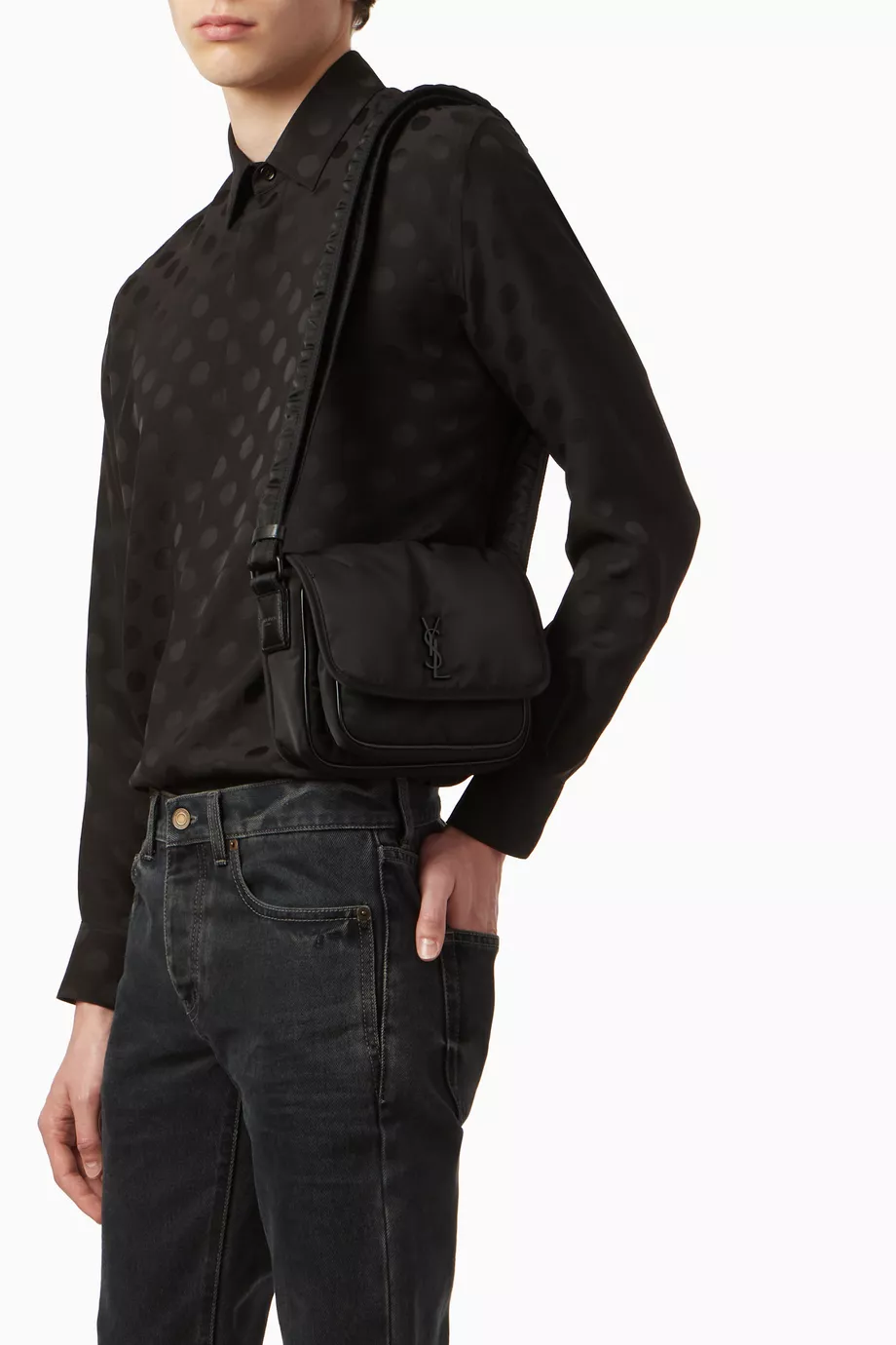 Buy SAINT LAURENT Black Small Niki Messenger Bag in Nylon For Men Online Ounass Oman