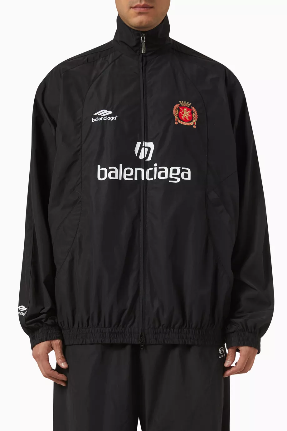 Buy Balenciaga Black Dubai Soccer Tracksuit Jacket in Techno