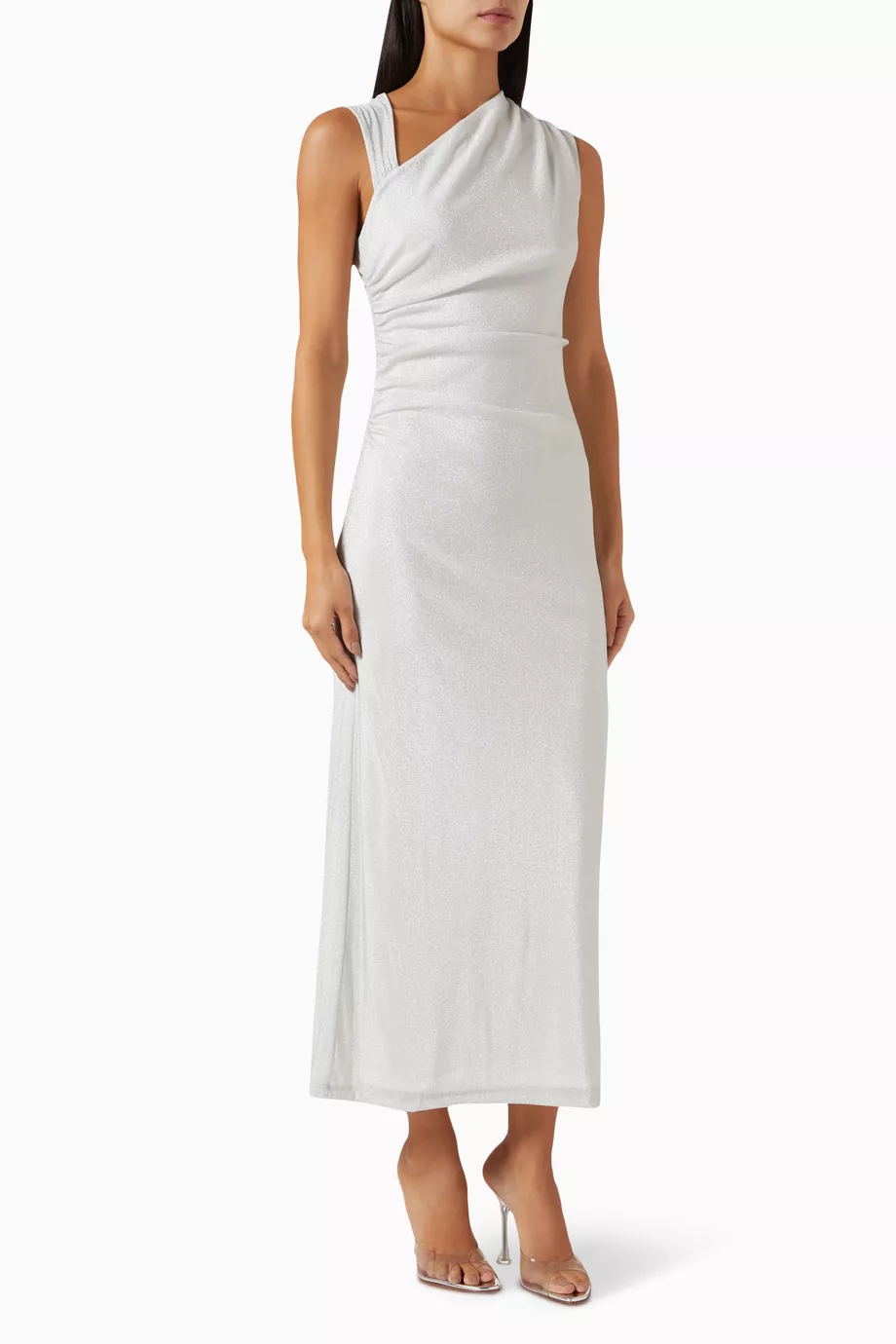amiah knit dress reformation Buy Reformation Silver Amiah Draped Dress in Knit Fabric For Women Online