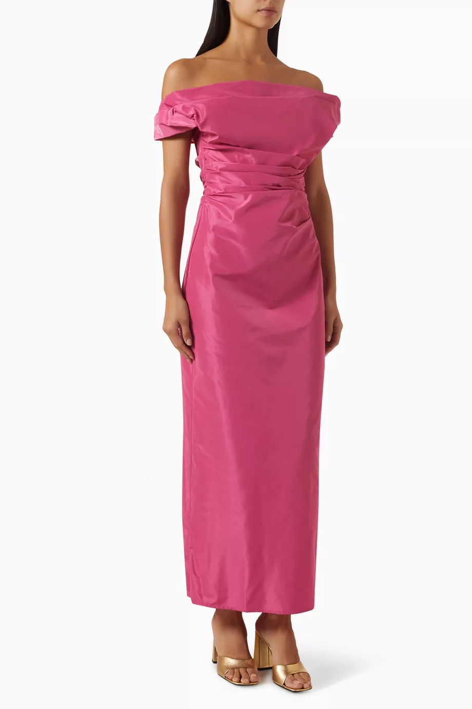 staud andrea dress pink Staud Andrea Off-Shoulder Maxi Dress In Pink - 30% Off