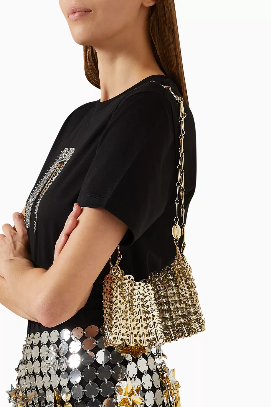 Buy Rabanne Gold Mini Iconic 1969 Nano Bag in Brass For Women