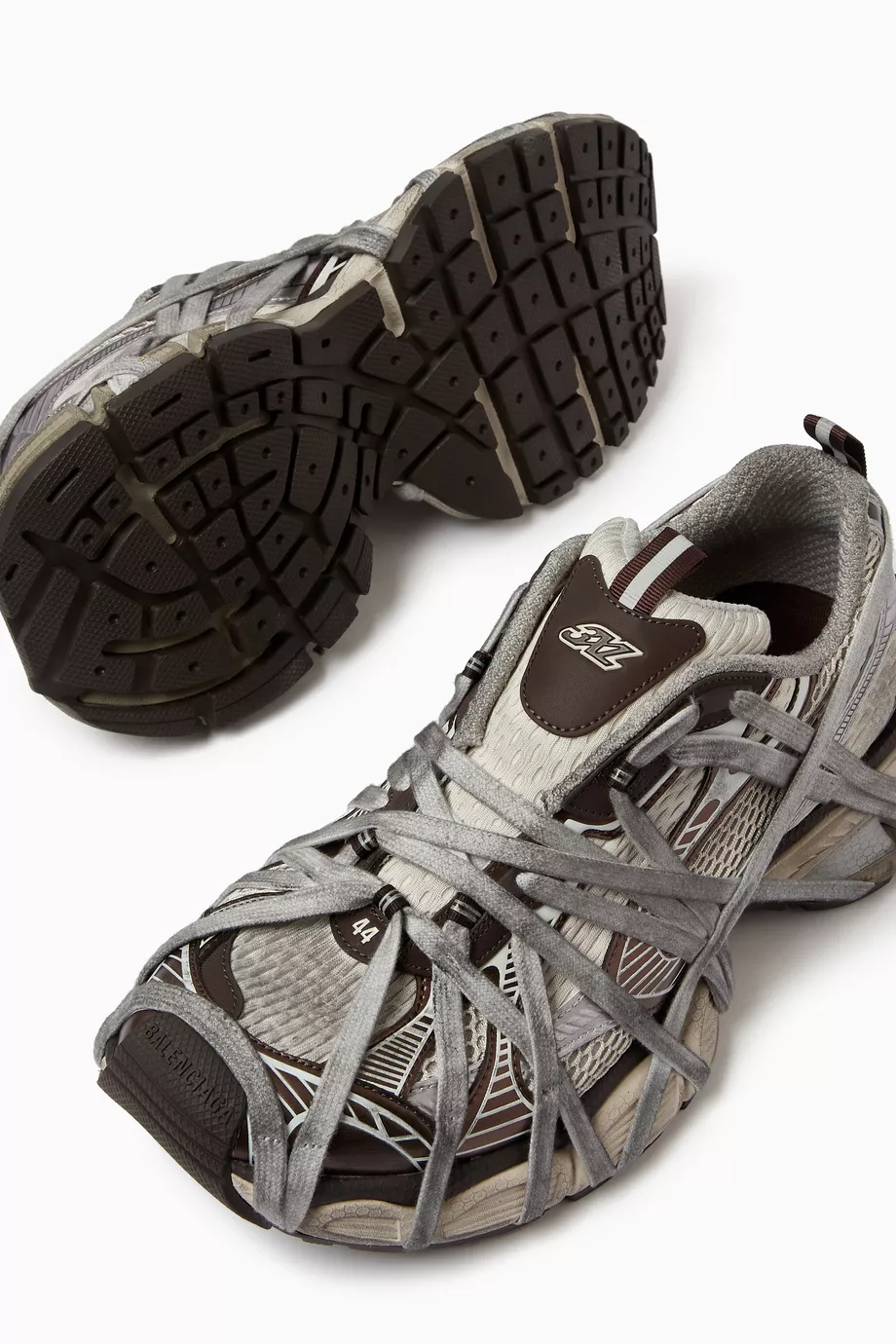 ★BALENCIAGA★ 3XL EXTREME LACE SNEAKERS BEIGE GREY BROWN Men's 3xl Extreme Lace Sneaker in Brown/grey/beige