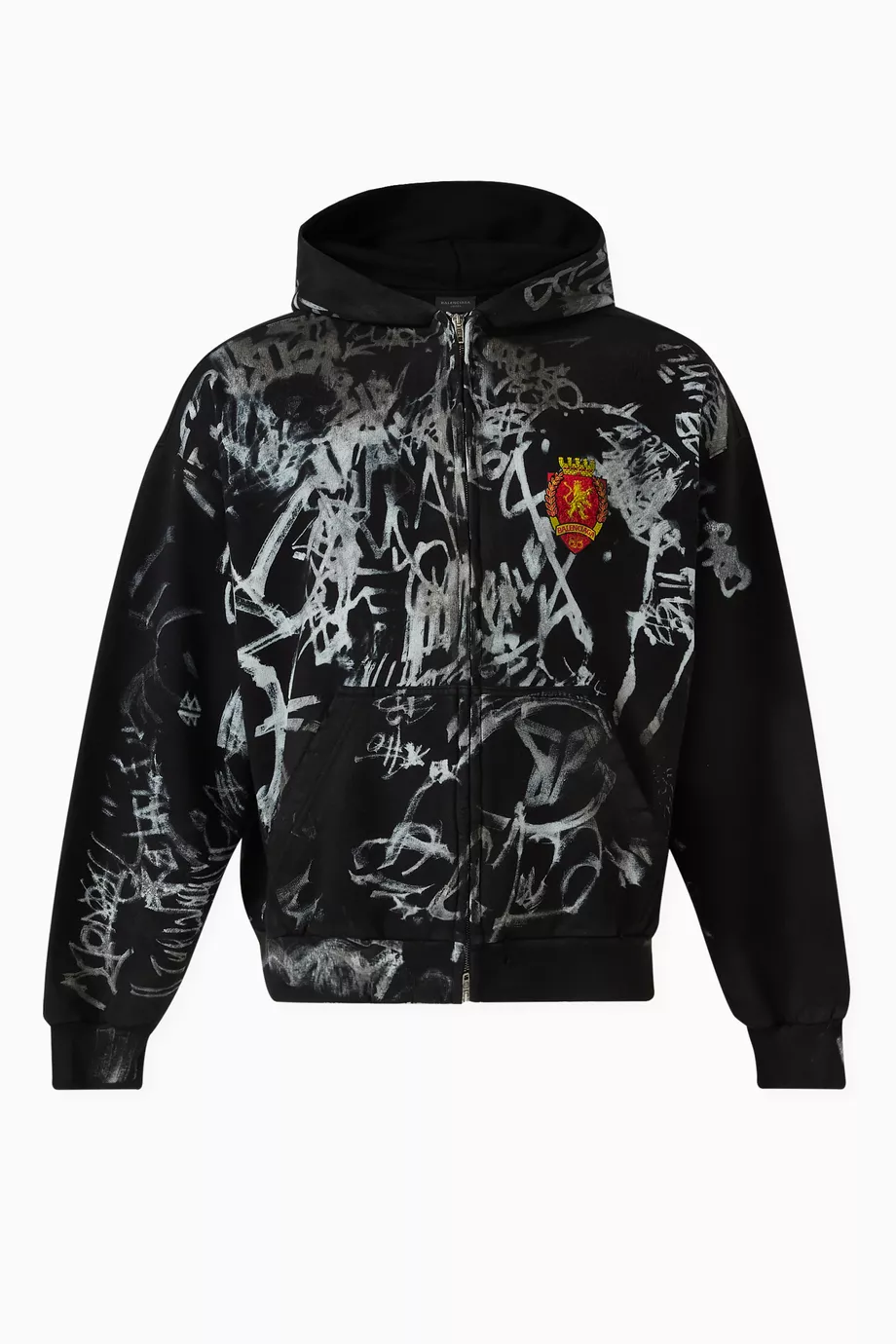 Buy Balenciaga Black Unisex Skater Zip up Hoodie Medium fit in Archetype Fleece For UNISEX Online Ounass Oman
