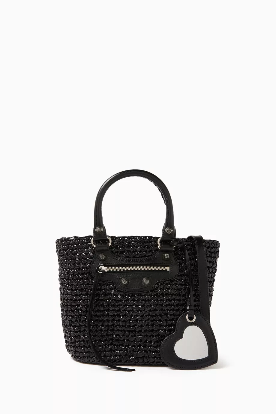 トートバッグ BALENCIAGA Black raffia large Le Cagole Panier shopping bag 23060482_54869895_600.jpg