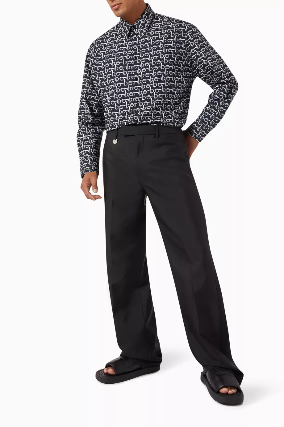 Buy Burberry Black Wide-leg Pants in Wool-silk For Men Online