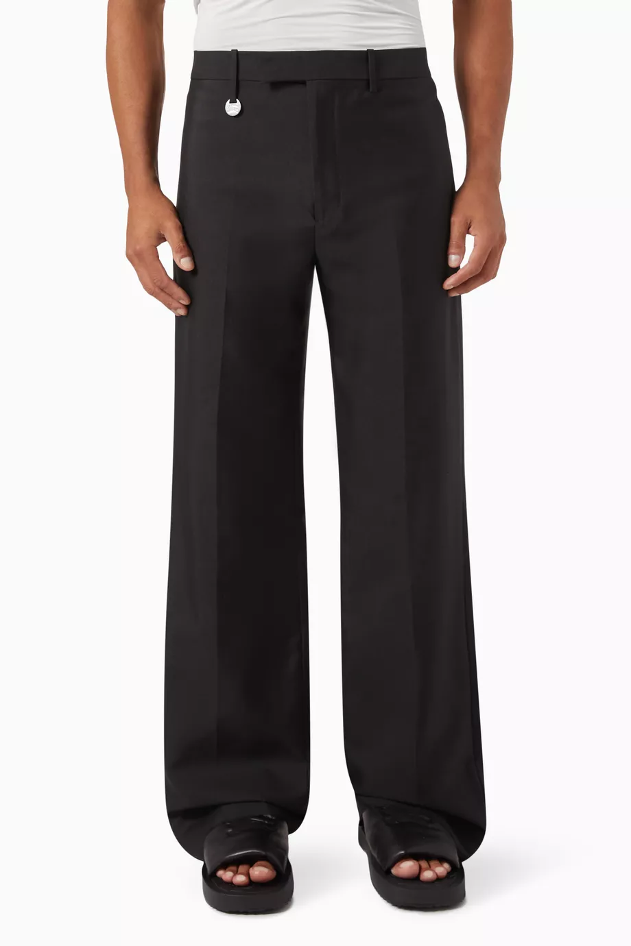 Buy Burberry Black Wide-leg Pants in Wool-silk For Men Online