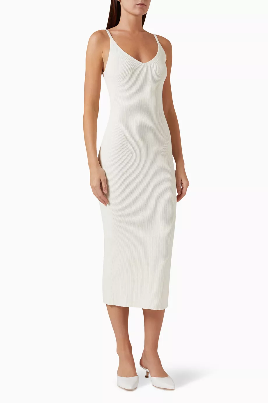 Buy Reformation Neutral Dahlia Midi Sweater Dress in Cotton-blend For Women  Online | Ounass Oman
