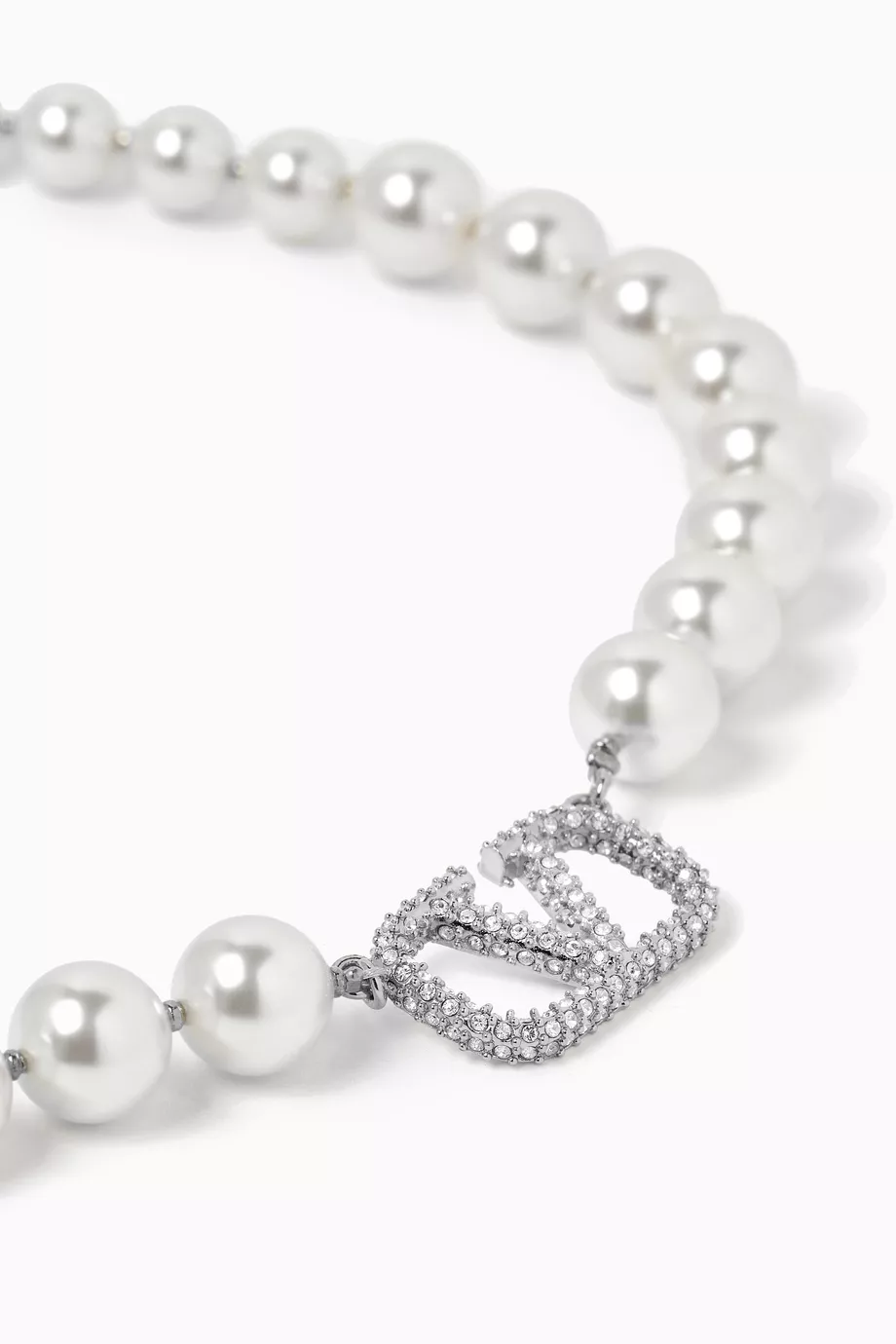 ネックレス・チョーカー VALENTINO GARAVANI l necklace with pearls Bianco Valentino Garavani VLogo Signature Metal Necklace With